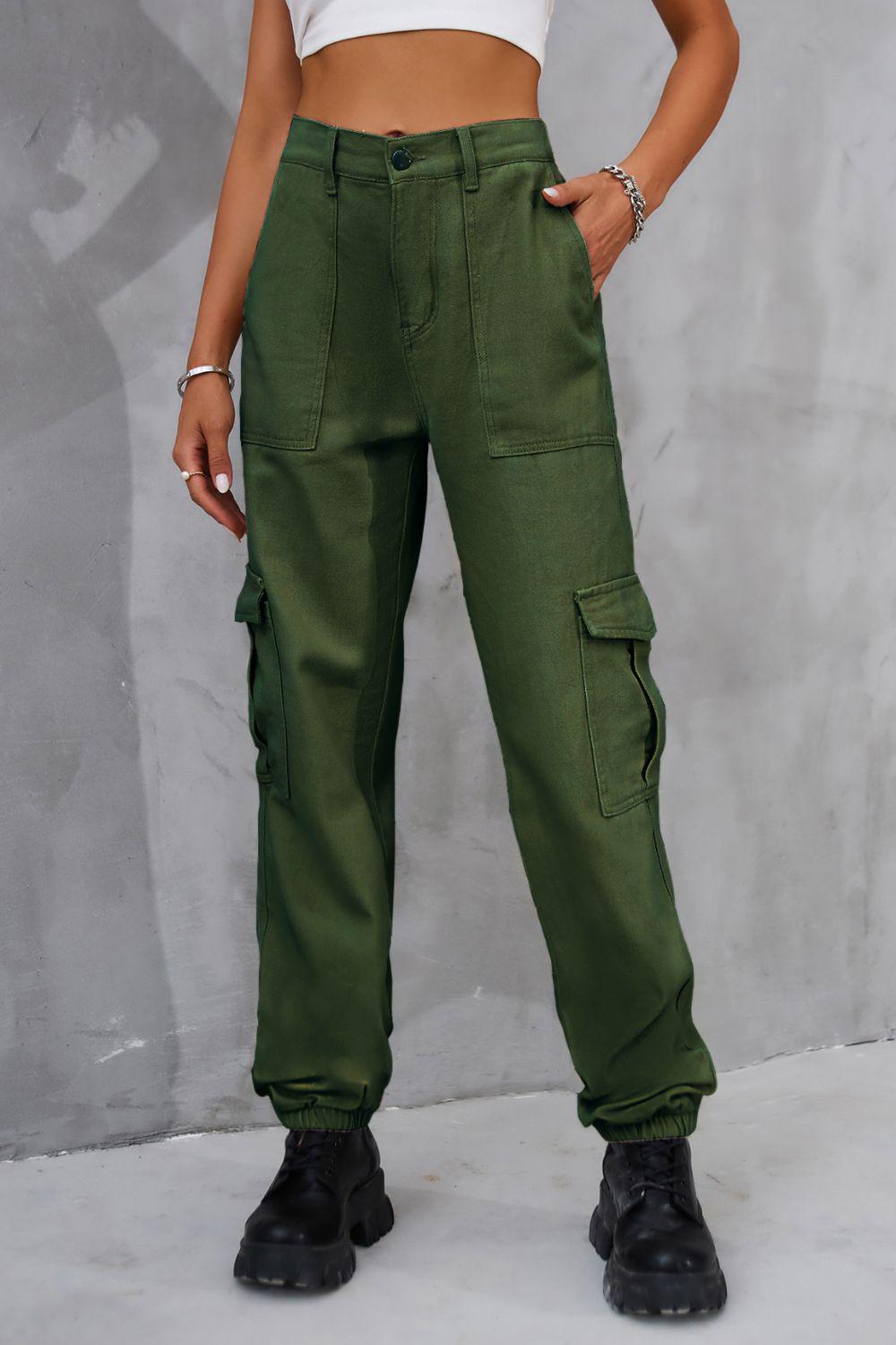 Buttoned High Waist Jeans with Pockets BLUE ZONE PLANET