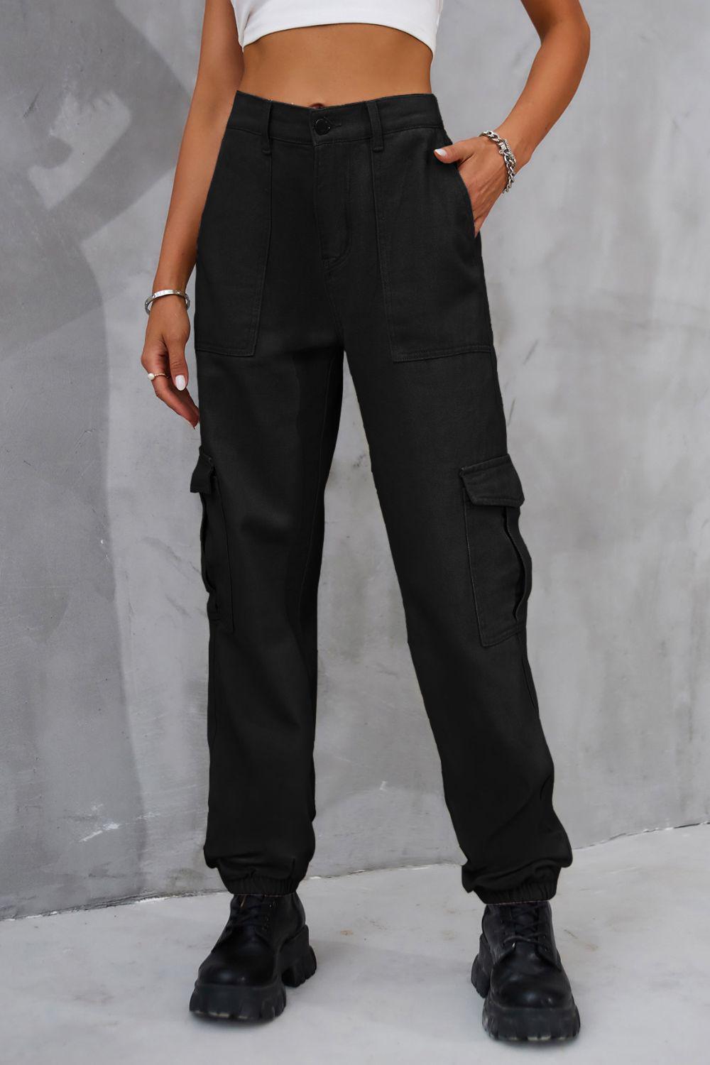 Buttoned High Waist Jeans with Pockets BLUE ZONE PLANET