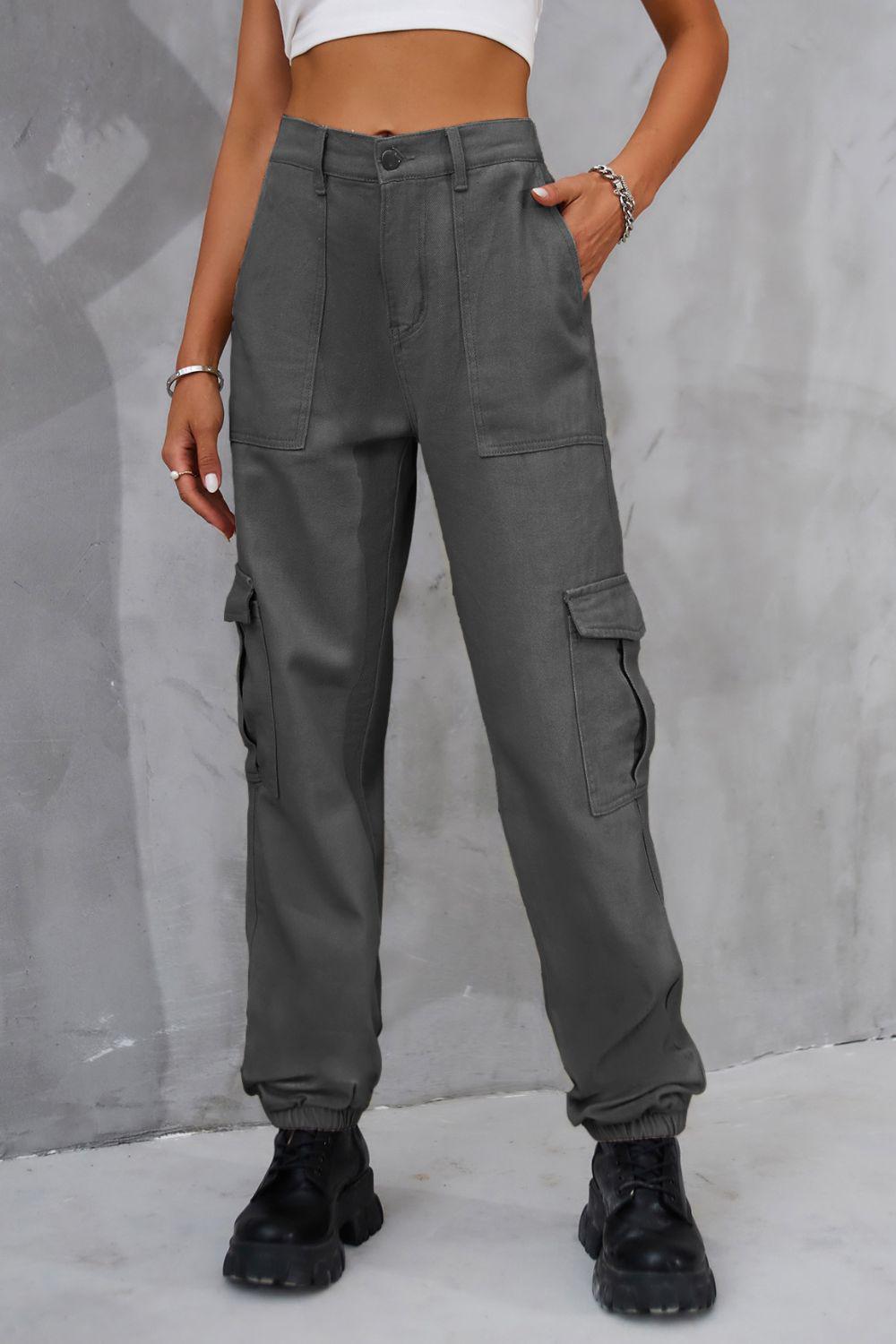 Buttoned High Waist Jeans with Pockets BLUE ZONE PLANET