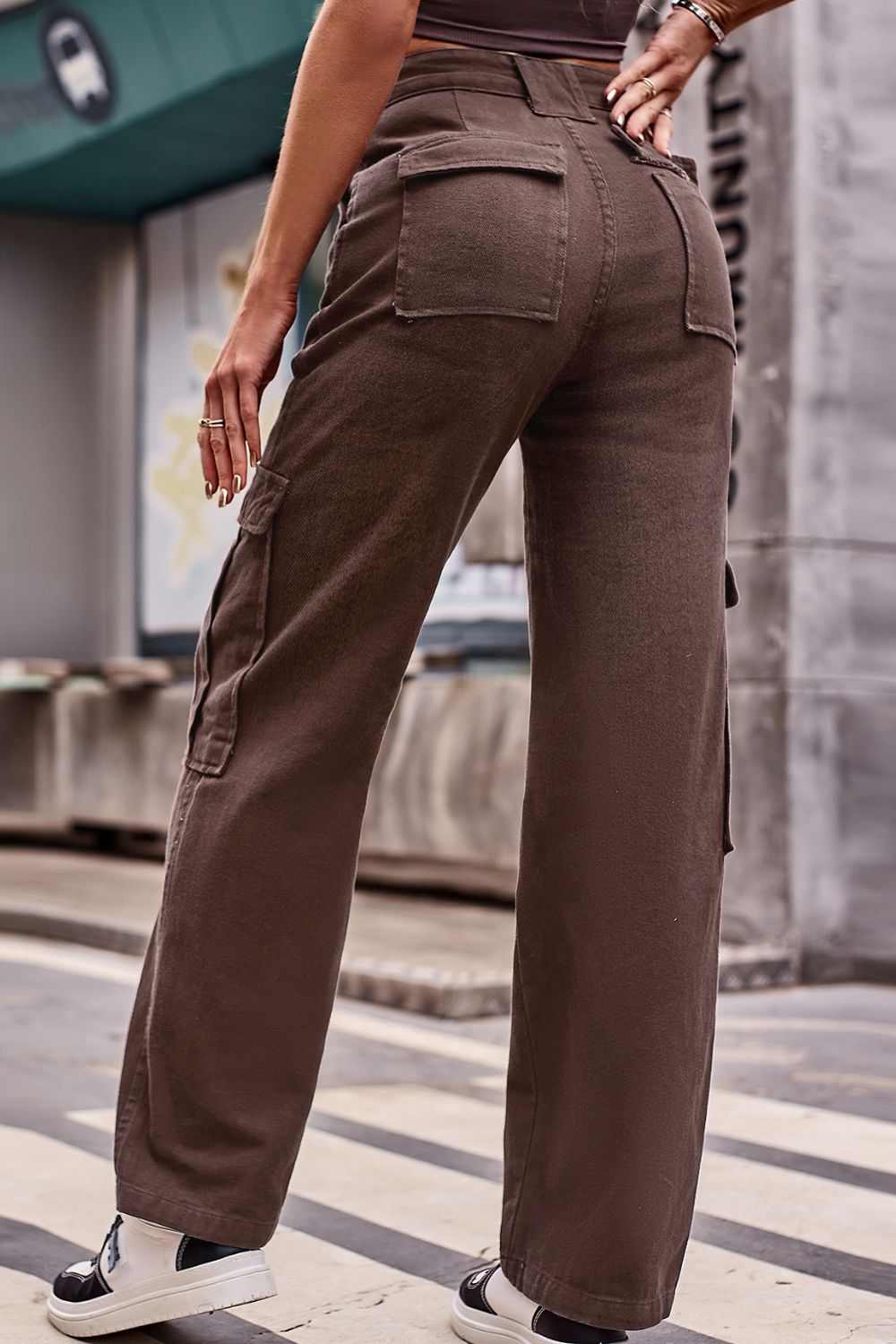 Buttoned High Waist Loose Fit Jeans BLUE ZONE PLANET
