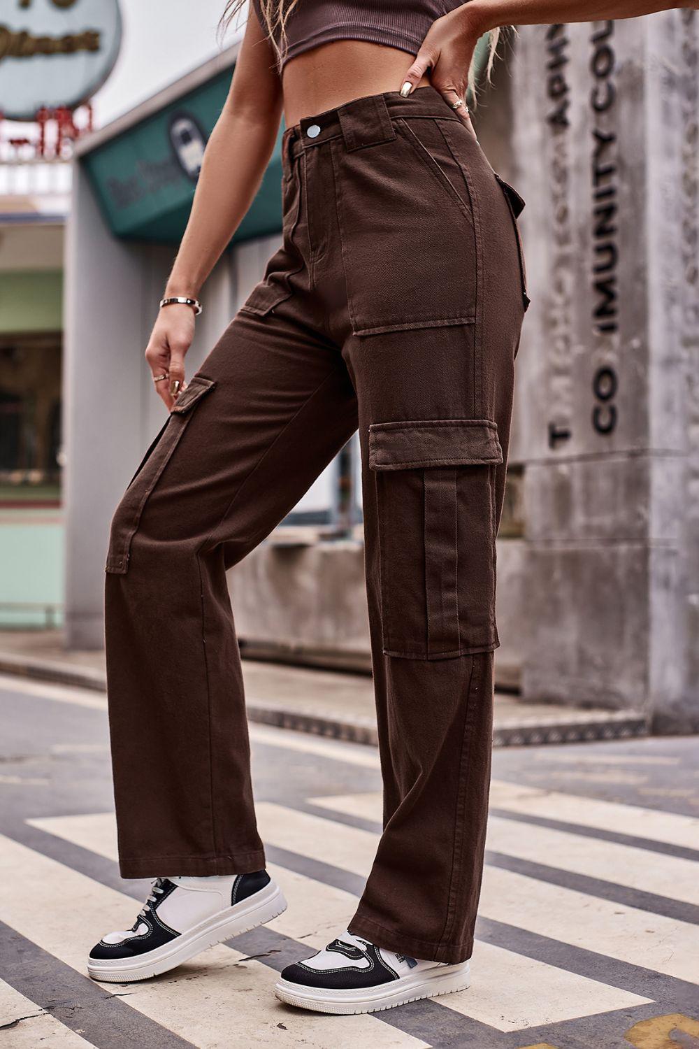 Buttoned High Waist Loose Fit Jeans BLUE ZONE PLANET