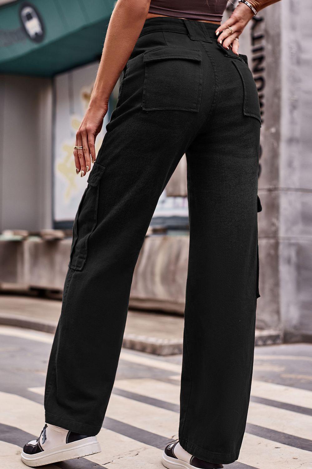 Buttoned High Waist Loose Fit Jeans BLUE ZONE PLANET