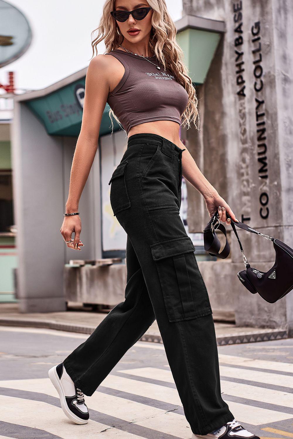 Buttoned High Waist Loose Fit Jeans BLUE ZONE PLANET
