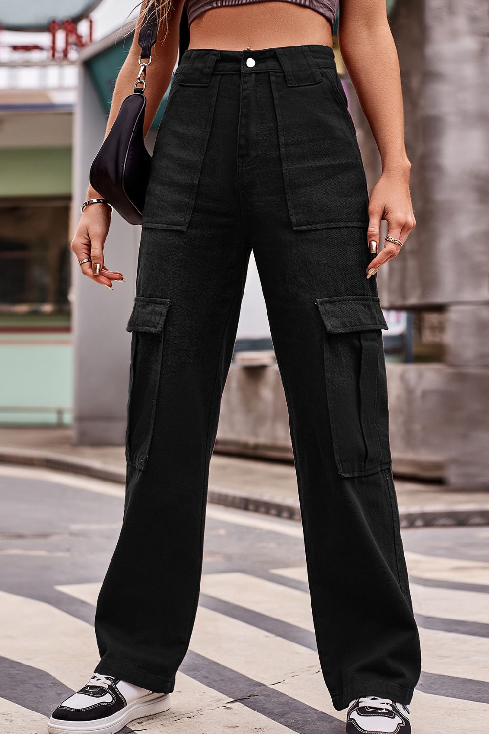 Buttoned High Waist Loose Fit Jeans BLUE ZONE PLANET