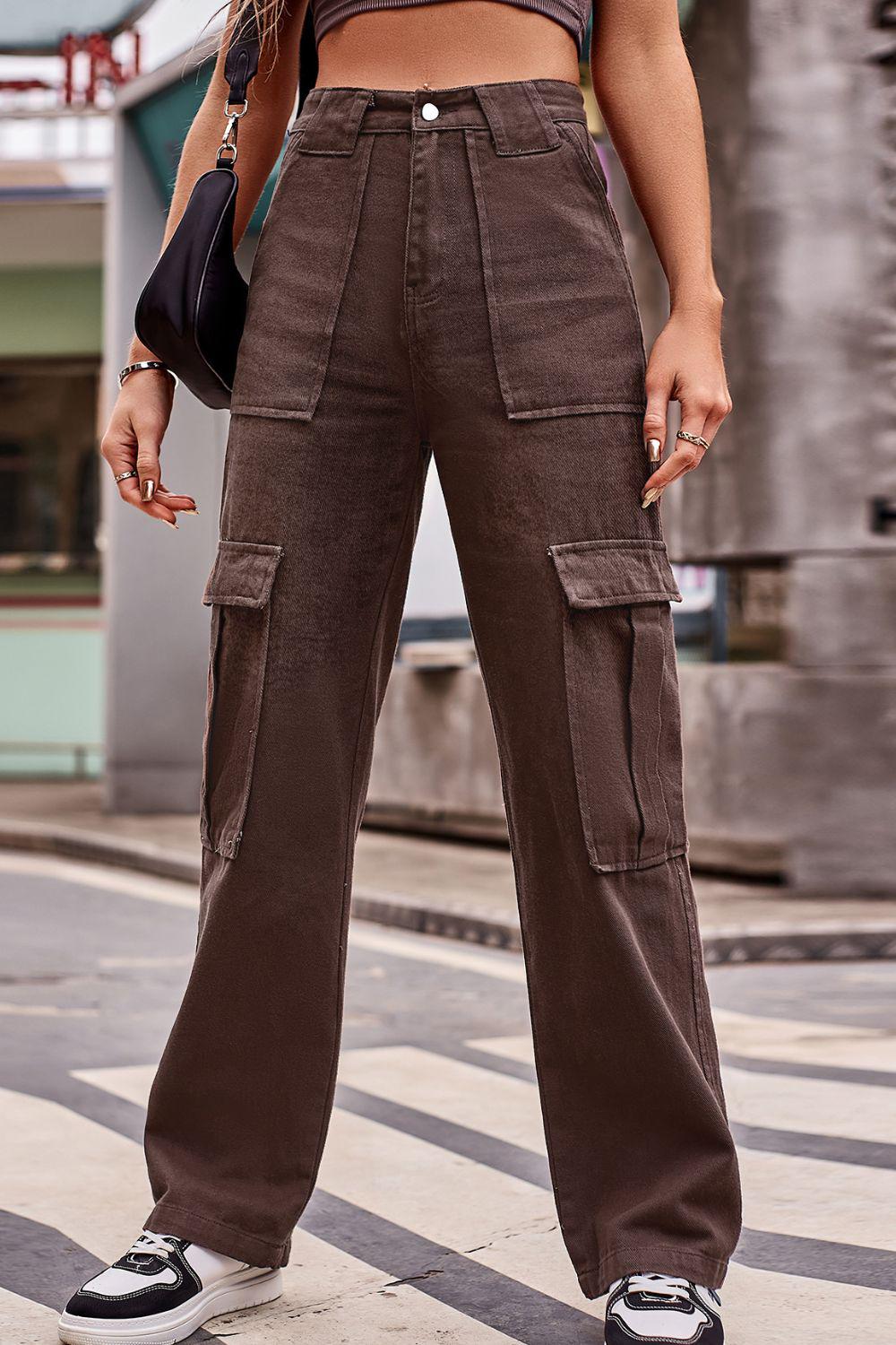 Buttoned High Waist Loose Fit Jeans BLUE ZONE PLANET
