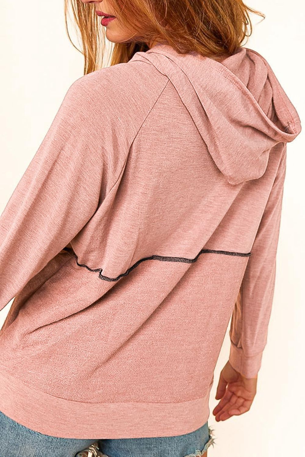 Buttoned Long Sleeve Hoodie BLUE ZONE PLANET