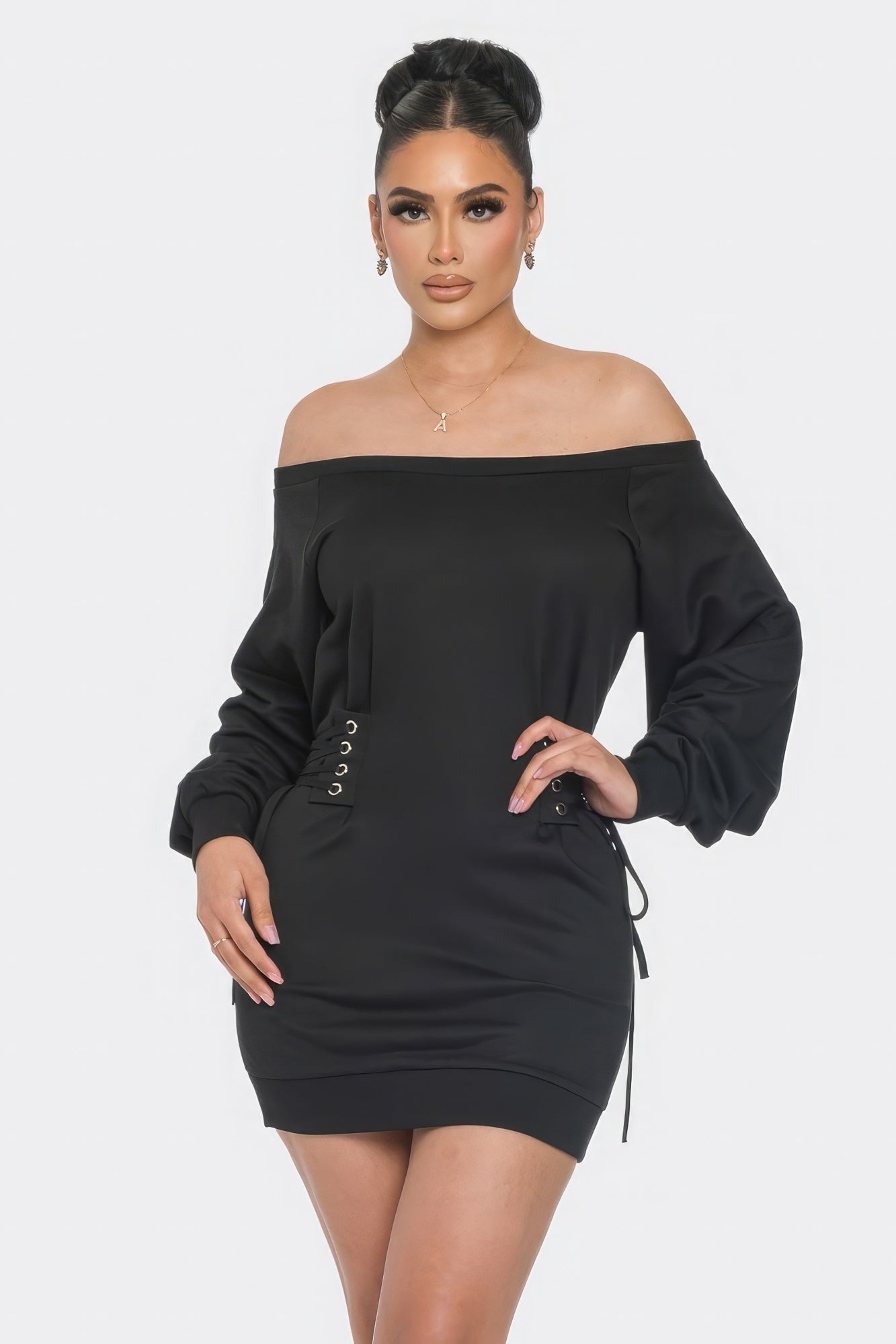 Blue Zone Planet | Off Shoulder Mini Dress Blue Zone Planet