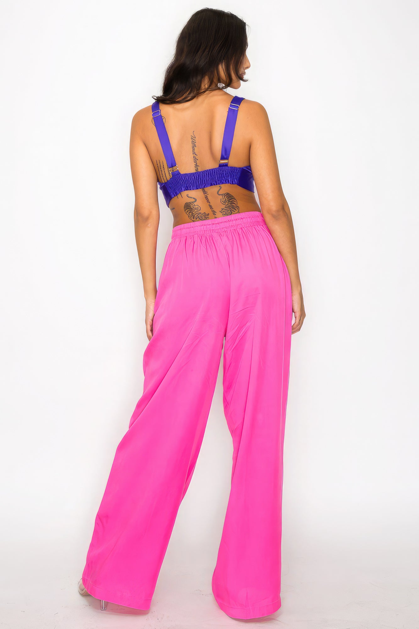 Blue Zone Planet | Smock V-neck Satin Bra Top Blue Zone Planet