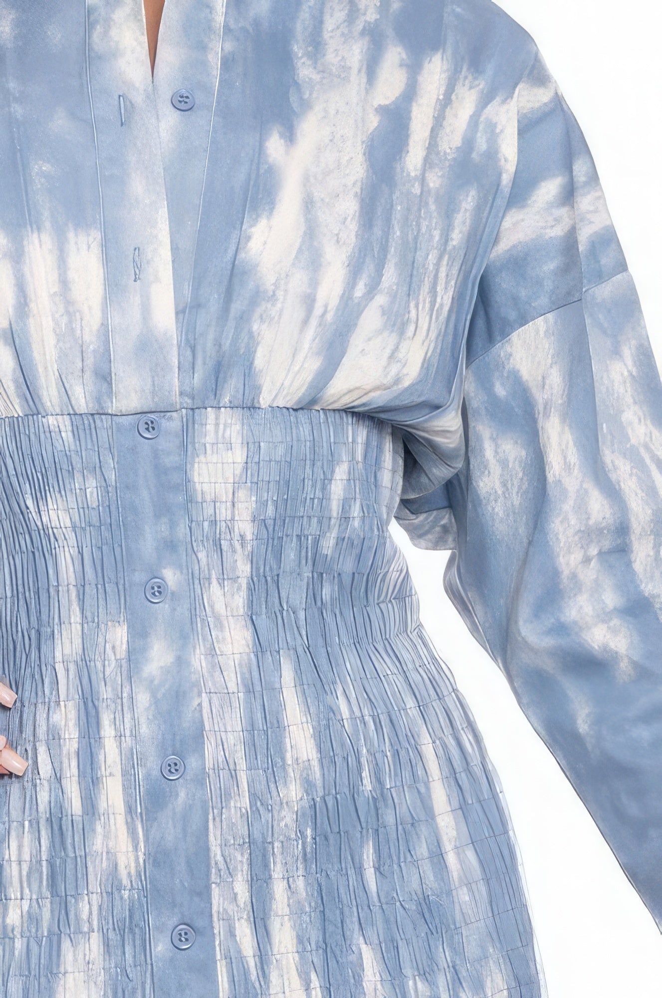 Blue Zone Planet | Desiree's Tie Dye Long Sleeved Shirt Collar Mini Dress Blue Zone Planet