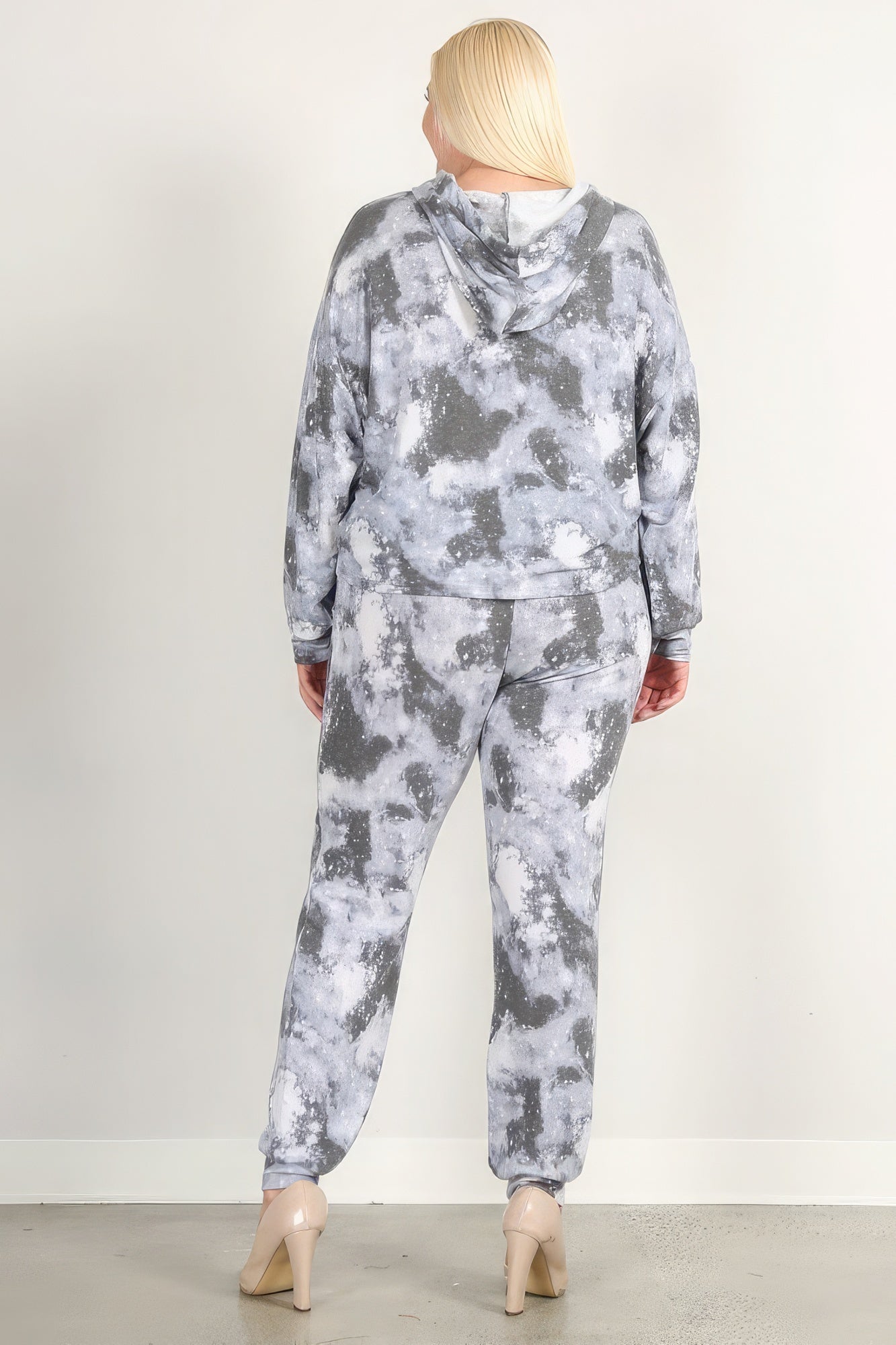 Blue Zone Planet | Natalia's Plus Size Tie Dye Print Pullover Hoodie & Sweatpants Blue Zone Planet