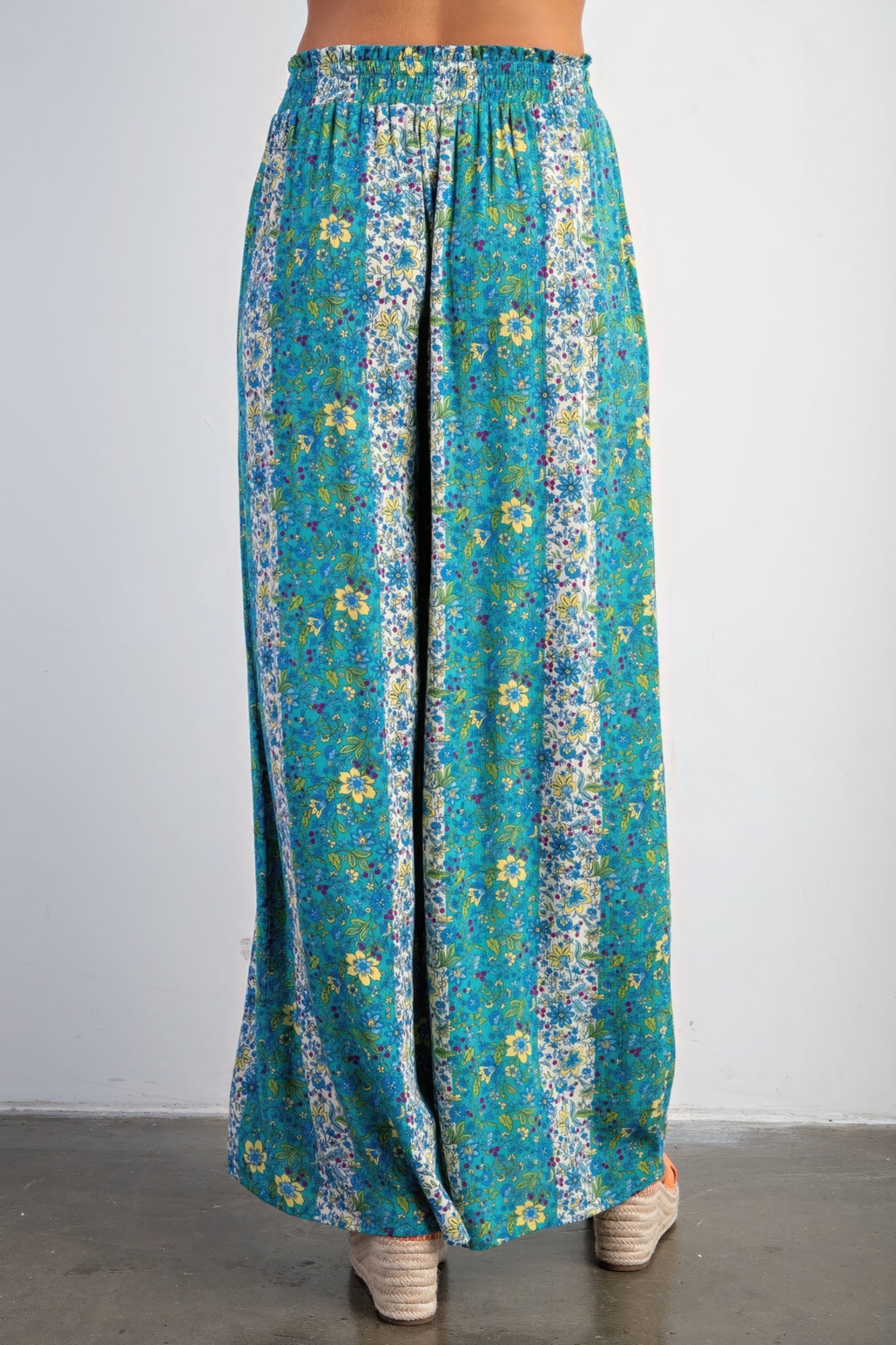 Cindy's Floral Print Gauze Palazzo Pants Blue Zone Planet