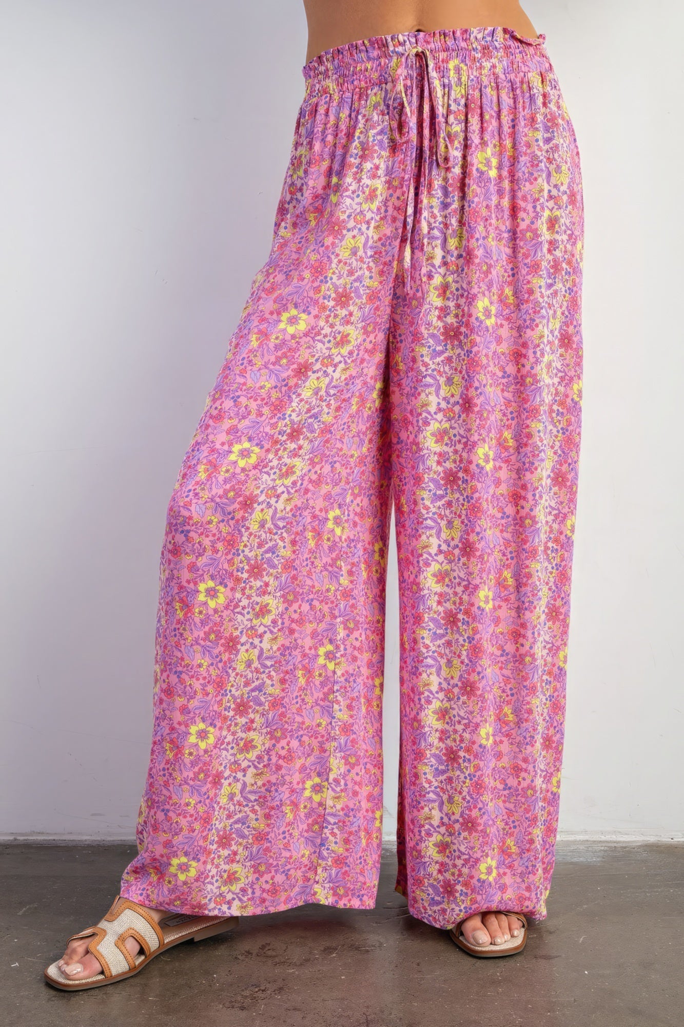 Cindy's Floral Print Gauze Palazzo Pants Blue Zone Planet