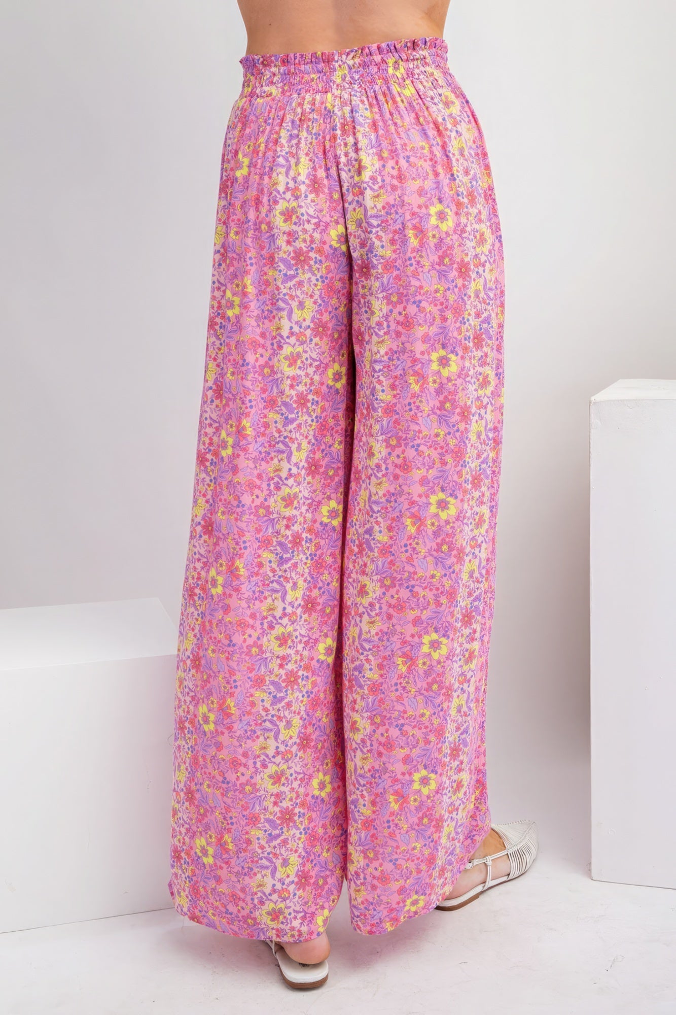 Cindy's Floral Print Gauze Palazzo Pants Blue Zone Planet
