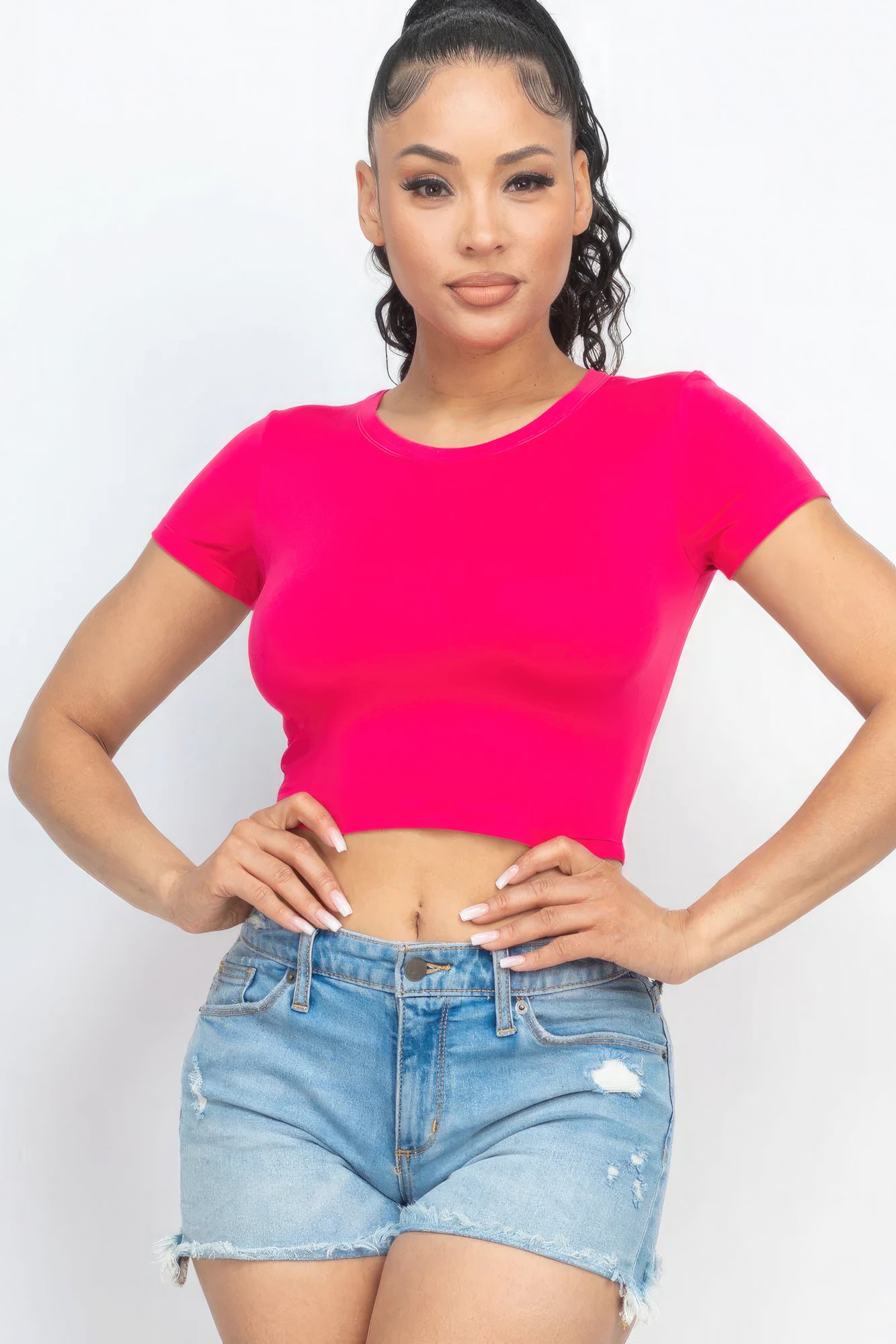 Blue Zone Planet | Short Sleeve Roundneck Crop Top Blue Zone Planet