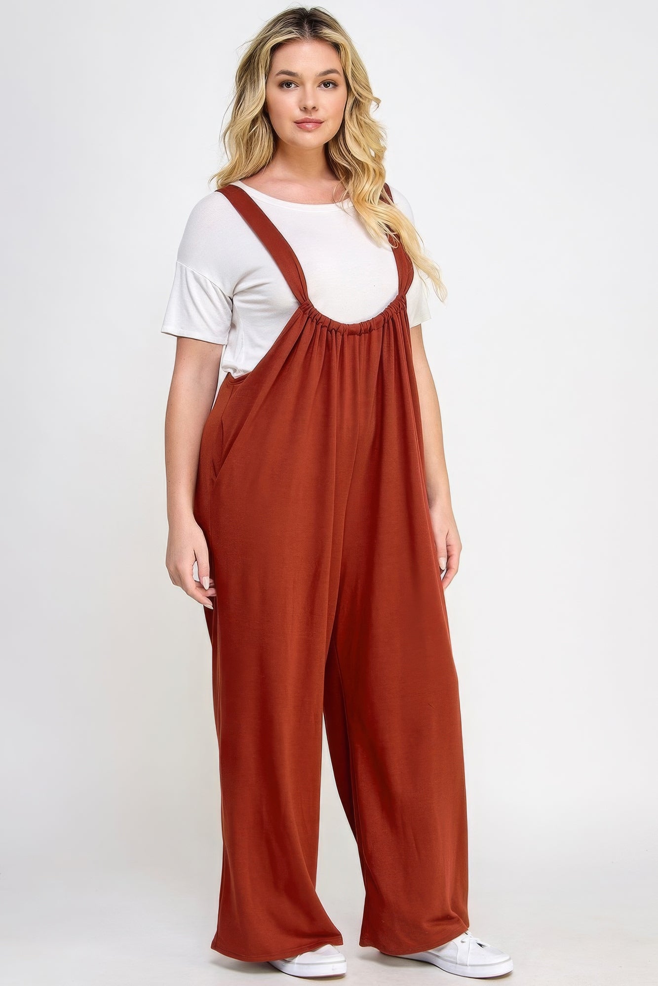 Blue Zone Planet | French Terry Wide Leg Jumpsuit Overalls Blue Zone Planet
