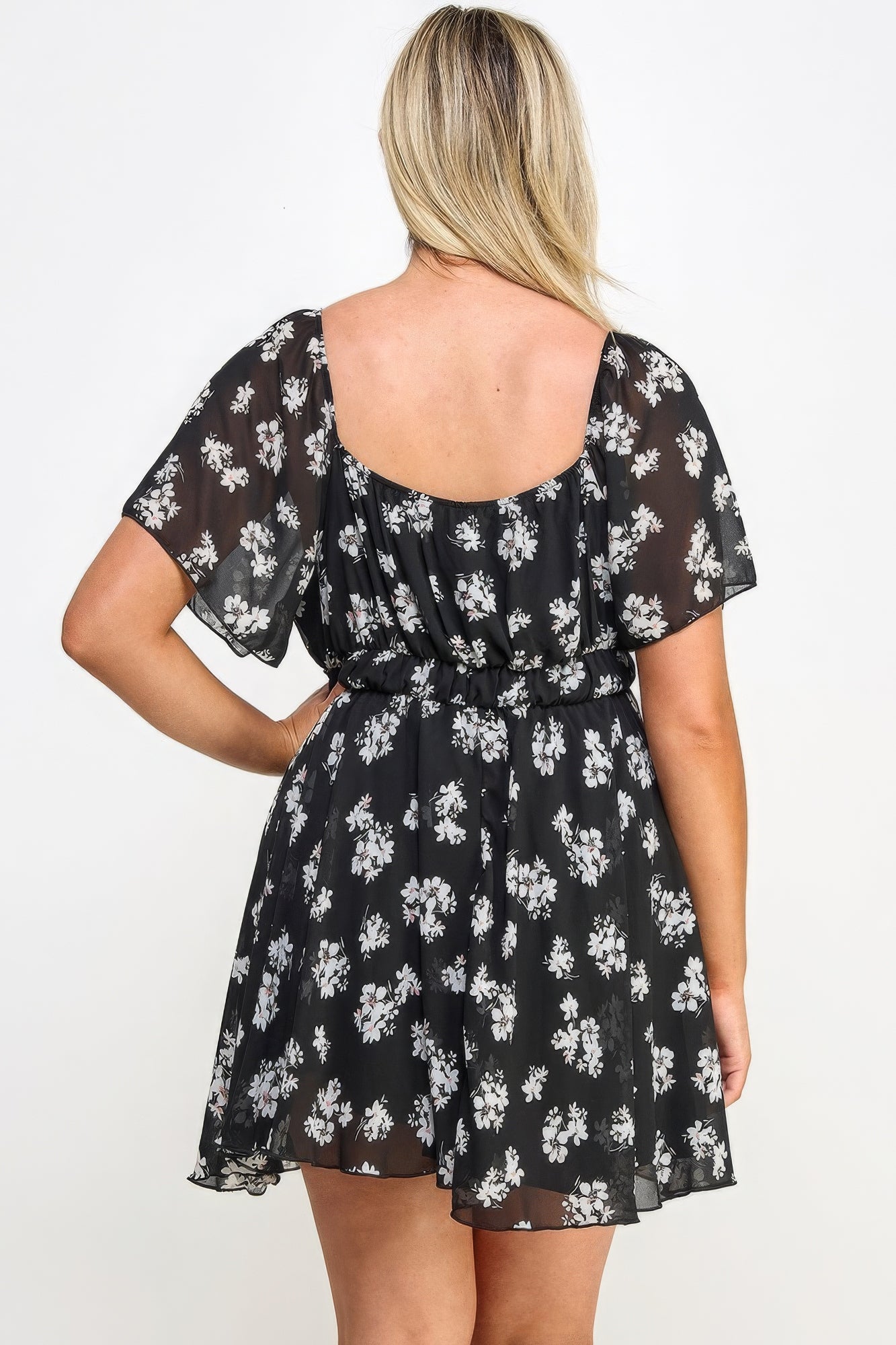 Blue Zone Planet | Plus Size Floral Chiffon Dress Blue Zone Planet