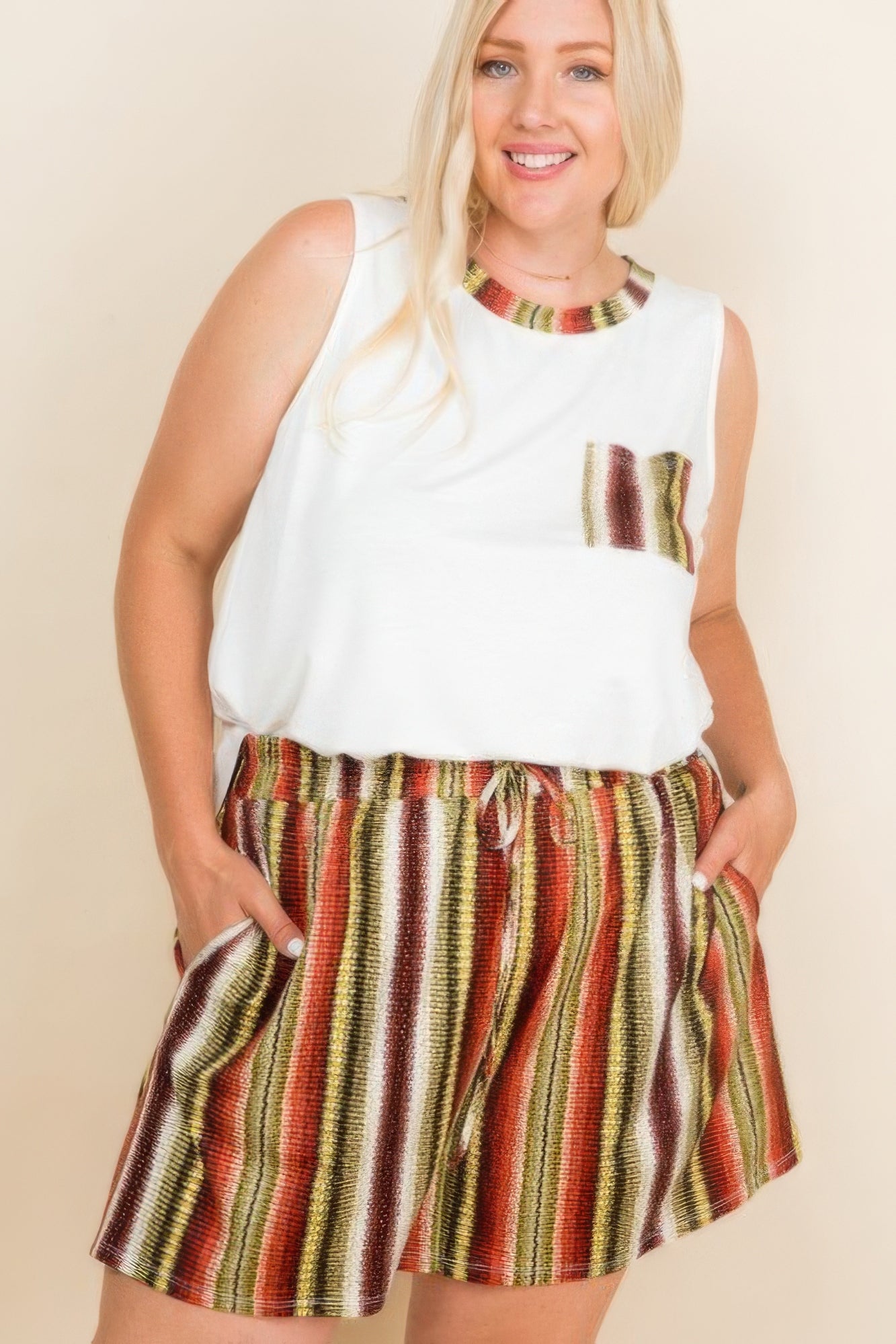 Blue Zone Planet | Plus Size Snake Skin Casual Shorts Blue Zone Planet
