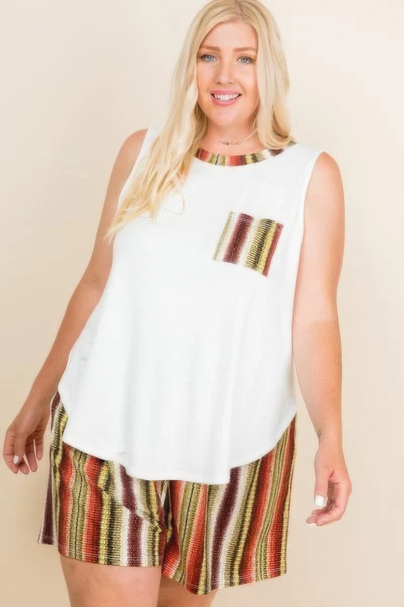 Blue Zone Planet | Plus Size Solid Sleeveless French Terry Tank Top Blue Zone Planet