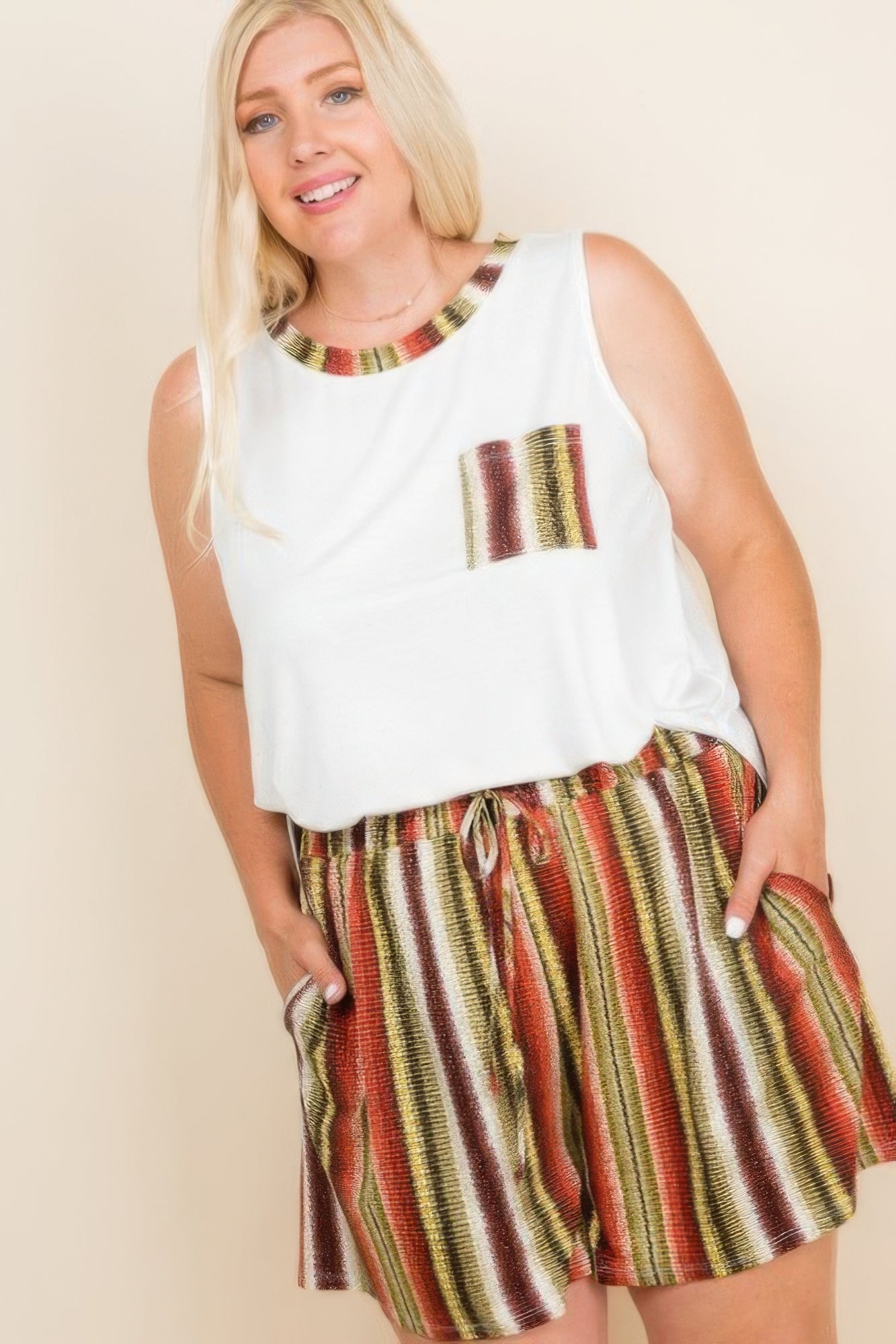 Blue Zone Planet | Plus Size Solid Sleeveless French Terry Tank Top Blue Zone Planet