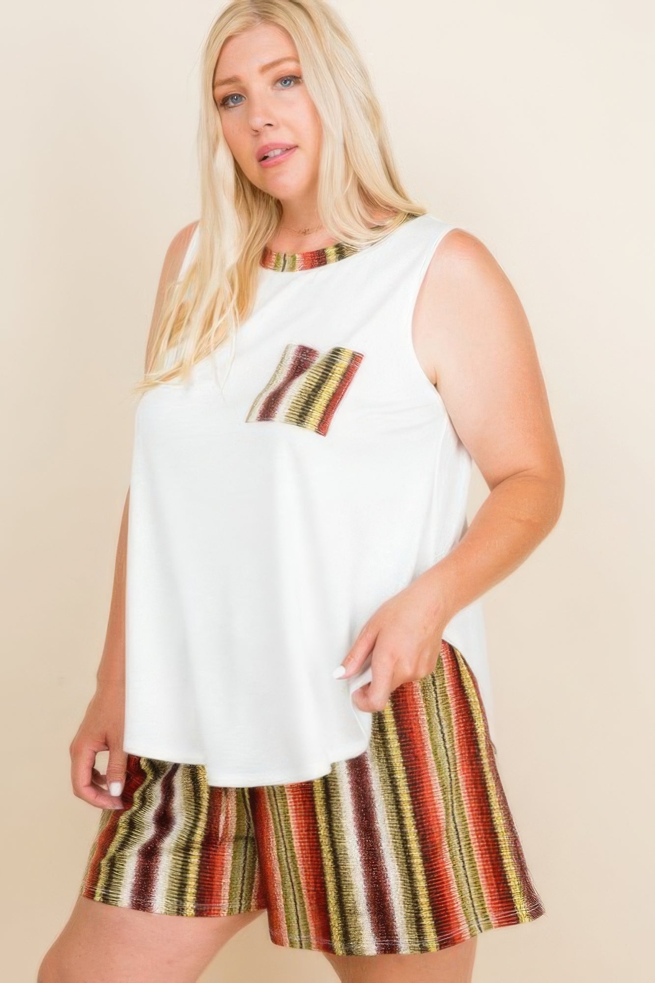 Blue Zone Planet | Plus Size Solid Sleeveless French Terry Tank Top Blue Zone Planet