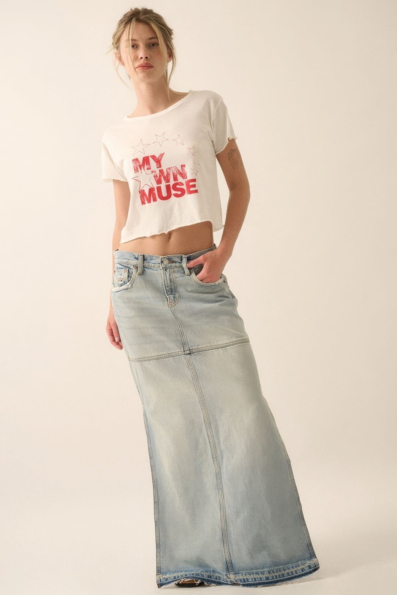 Blue Zone Planet | My Own Muse Vintage Wash Cropped Graphic Tee Blue Zone Planet