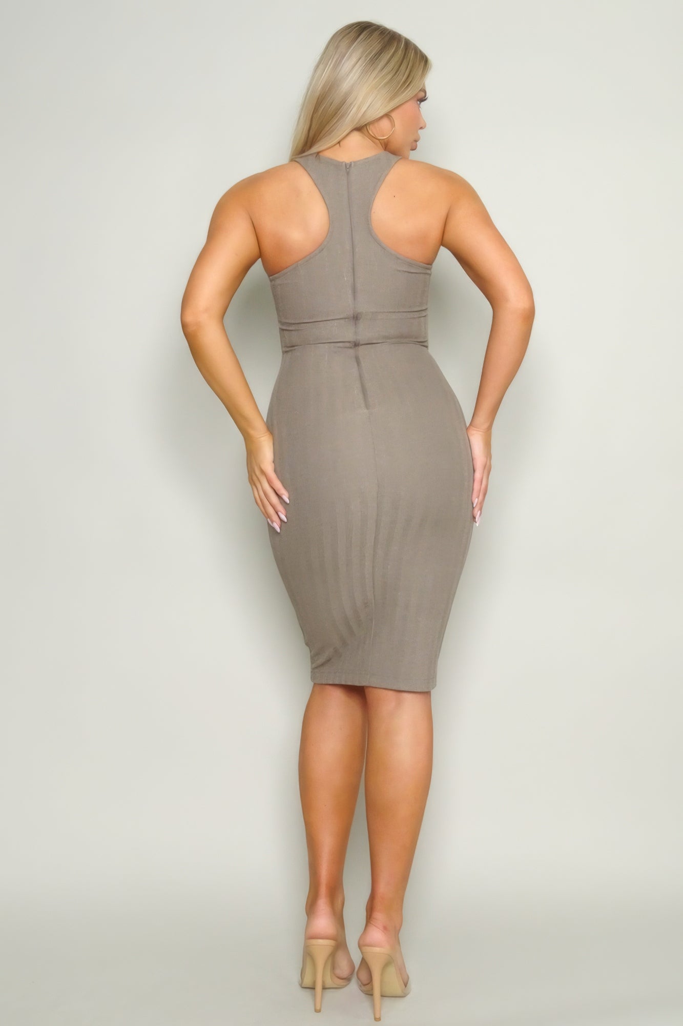 Blue Zone Planet | High Cut Racerback Knit Midi Dress Blue Zone Planet