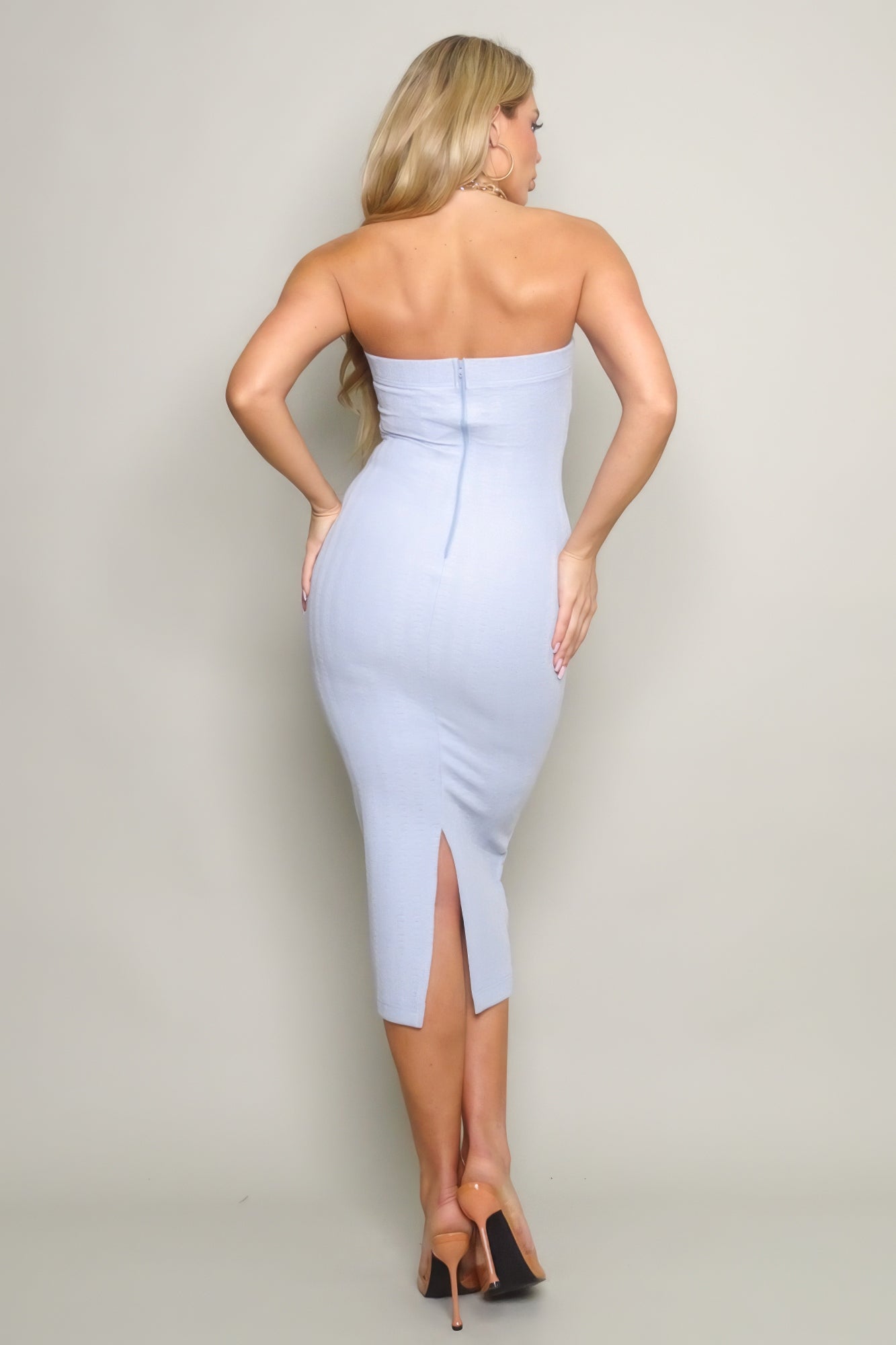 Blue Zone Planet | Knit Tube Midi Dress Blue Zone Planet