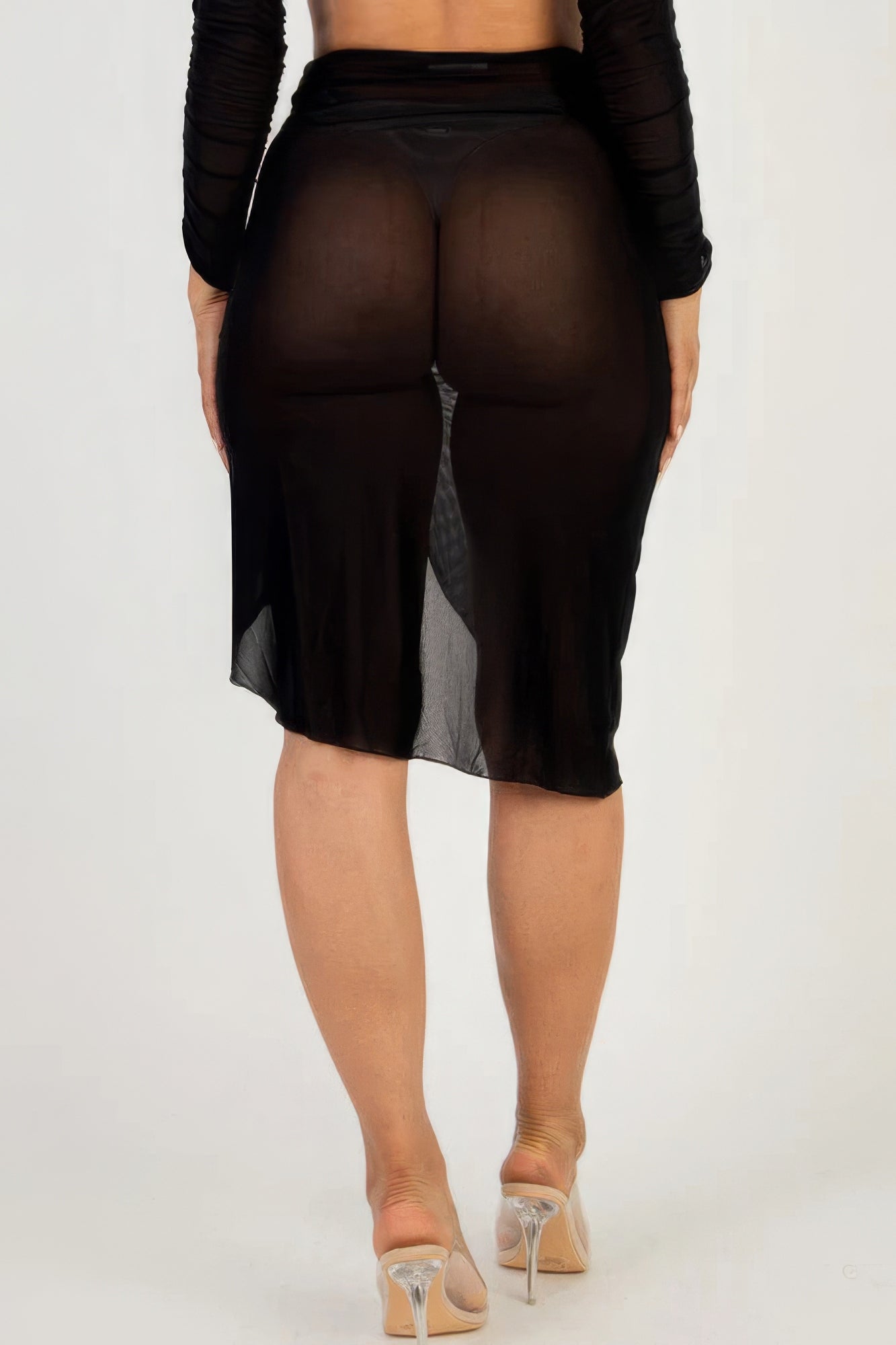 Blue Zone Planet | Sexy Sheer Mesh Drawstring Ruched Skirt Blue Zone Planet