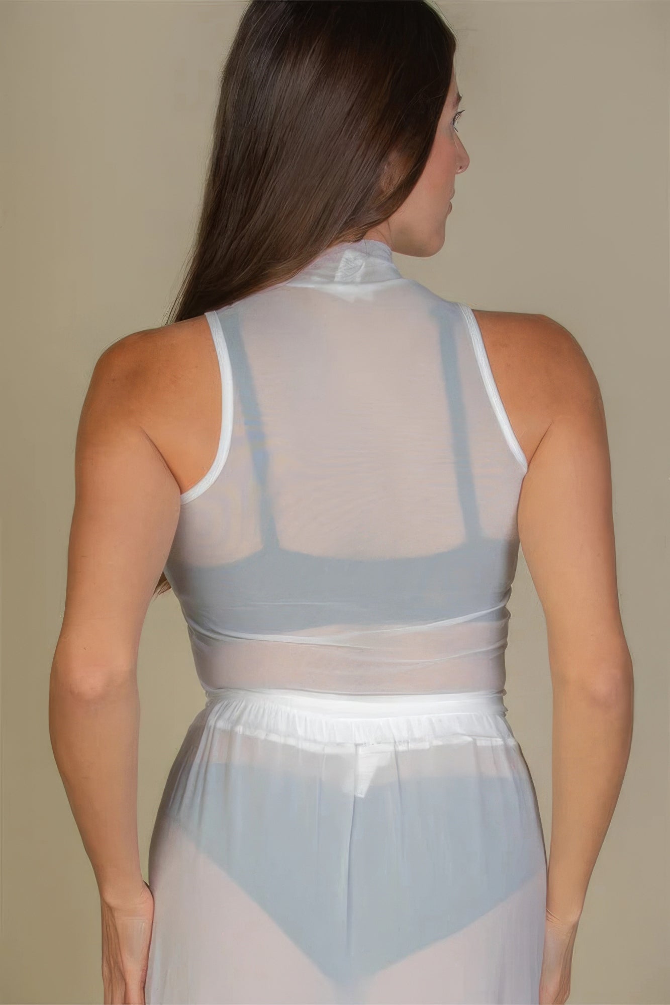 Blue Zone Planet | Mesh Mock Neck Sleeveless Top Blue Zone Planet