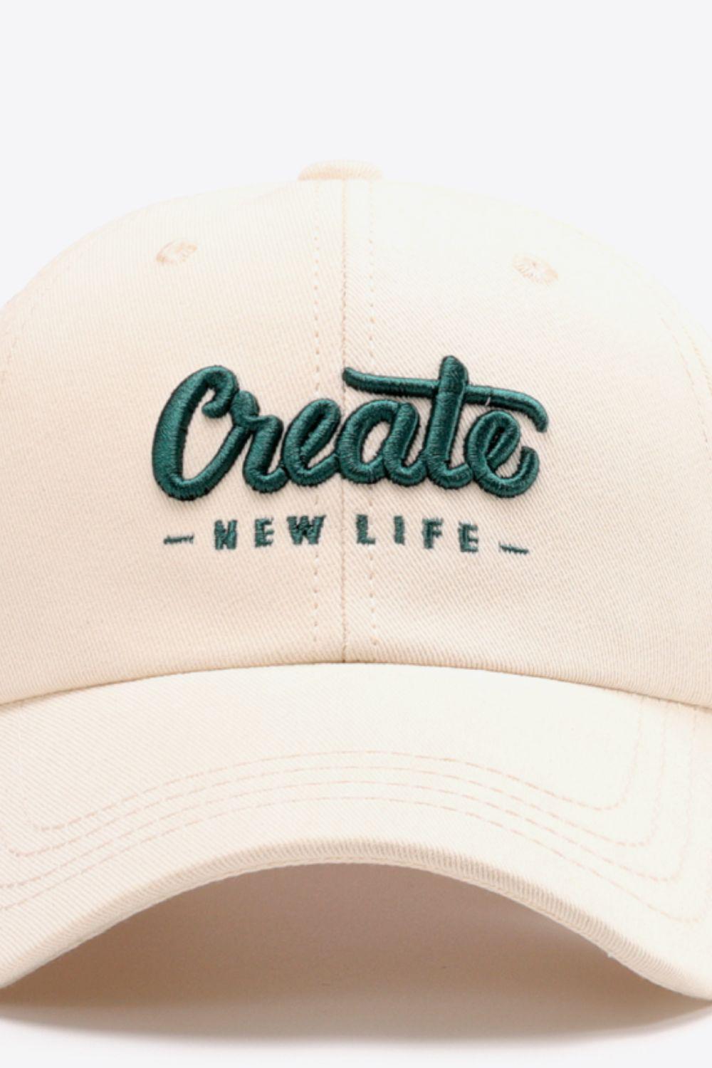 CREATE NEW LIFE Adjustable Cotton Baseball Cap BLUE ZONE PLANET