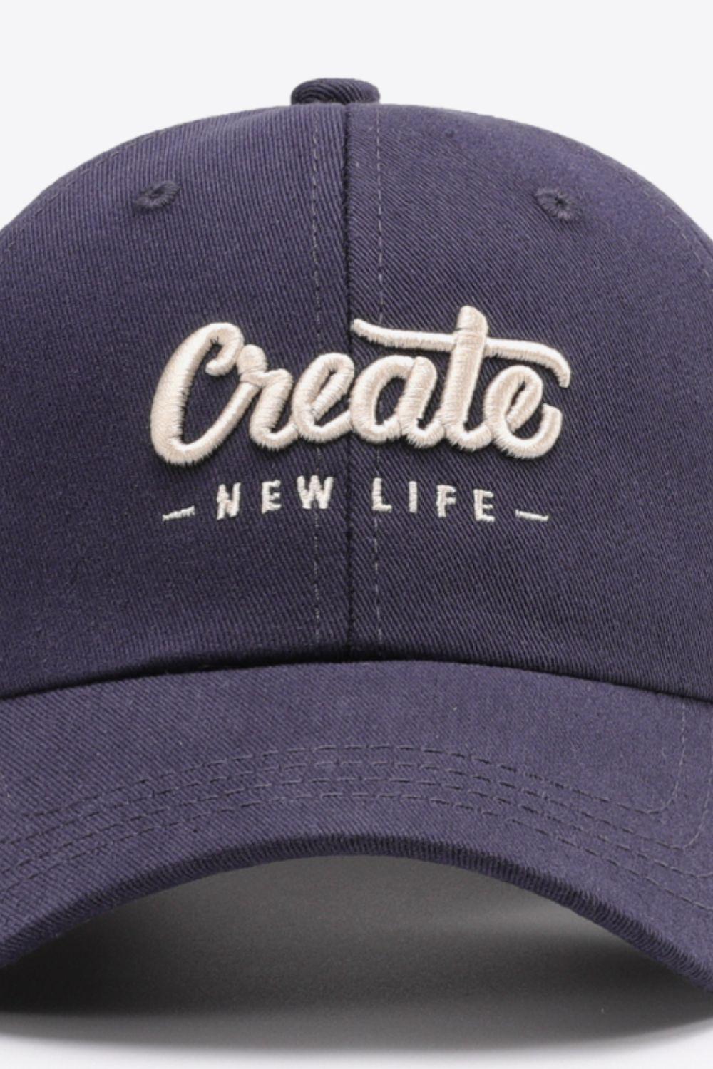 CREATE NEW LIFE Adjustable Cotton Baseball Cap BLUE ZONE PLANET
