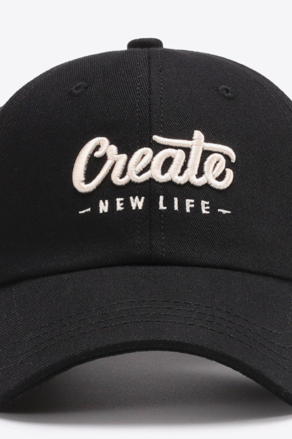 CREATE NEW LIFE Adjustable Cotton Baseball Cap BLUE ZONE PLANET