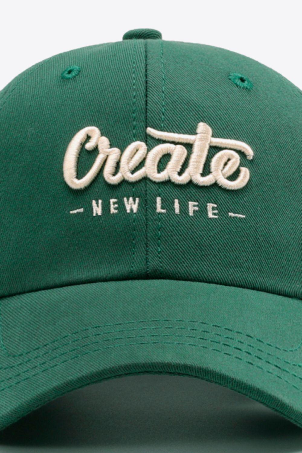 CREATE NEW LIFE Adjustable Cotton Baseball Cap BLUE ZONE PLANET