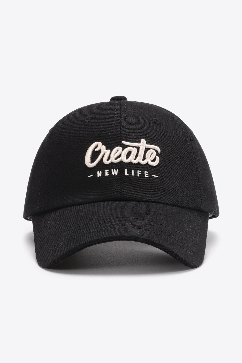 CREATE NEW LIFE Adjustable Cotton Baseball Cap BLUE ZONE PLANET