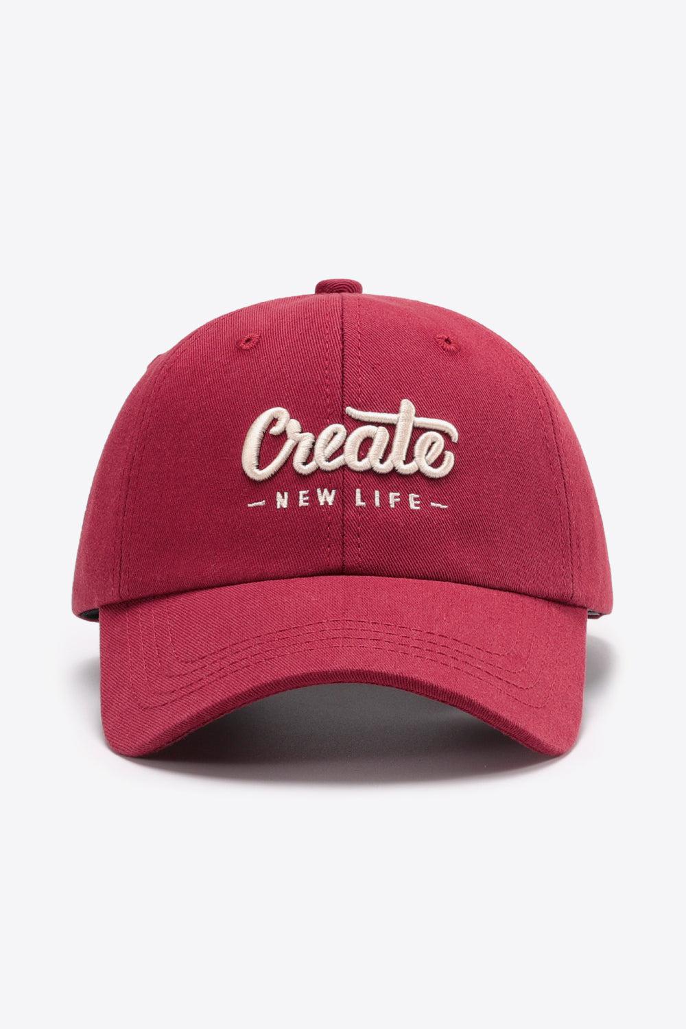 CREATE NEW LIFE Adjustable Cotton Baseball Cap BLUE ZONE PLANET