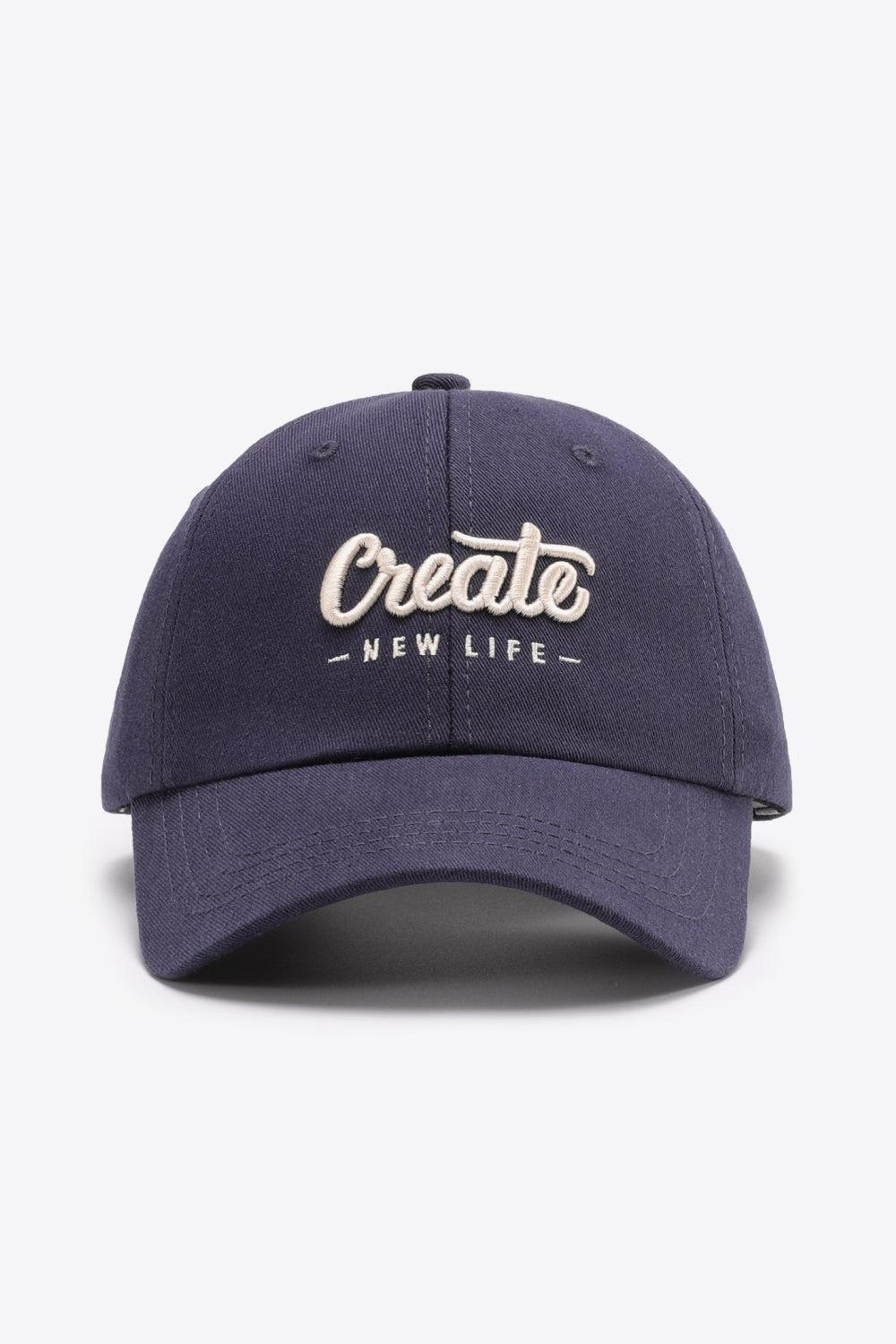 CREATE NEW LIFE Adjustable Cotton Baseball Cap BLUE ZONE PLANET