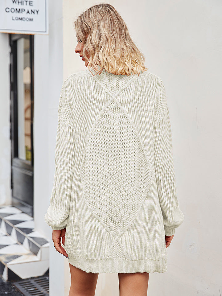 Cable-Knit Long Sleeve Cardigan BLUE ZONE PLANET