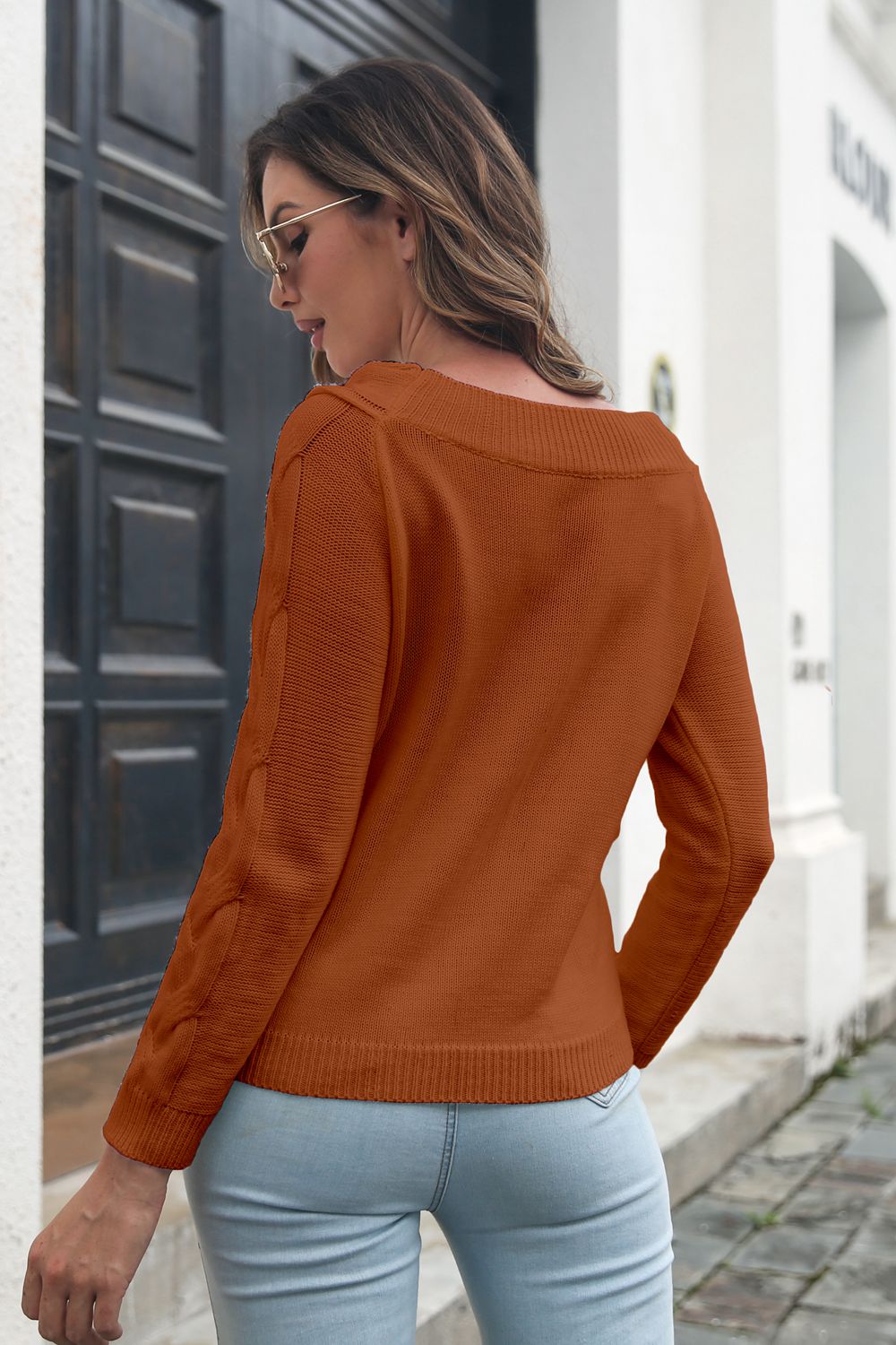 Cable-Knit Long Sleeve Sweater BLUE ZONE PLANET