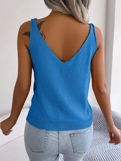 Cable-Knit Scoop Neck Knit Vest BLUE ZONE PLANET