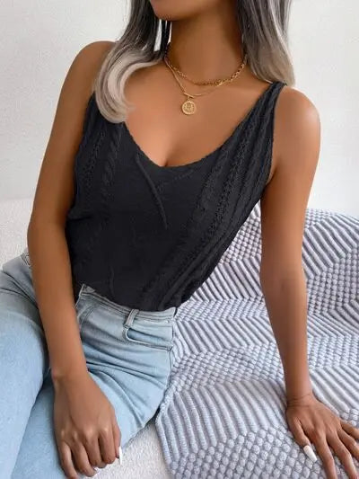 Cable-Knit Scoop Neck Knit Vest BLUE ZONE PLANET