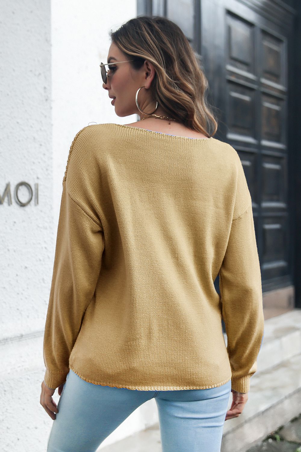Cable-Knit V-Neck Sweater BLUE ZONE PLANET