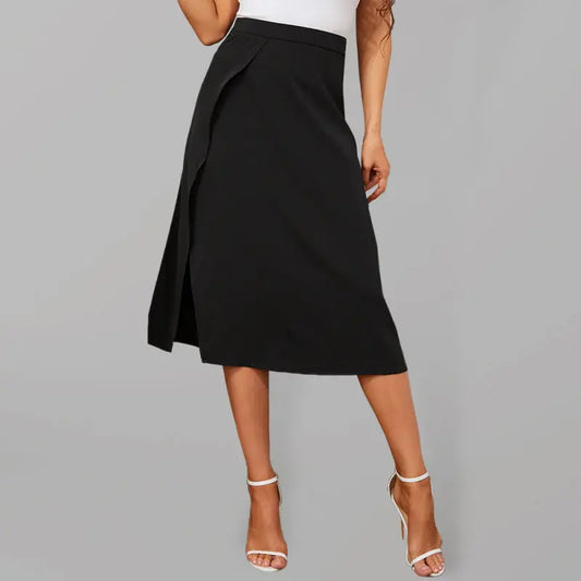 Callista's side slit black midi skirt kakaclo