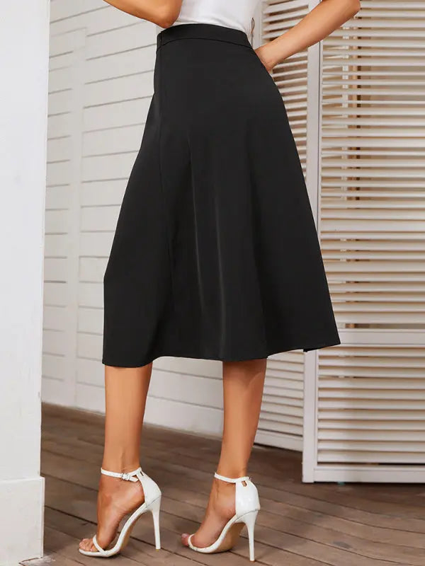 Callista's side slit black midi skirt kakaclo