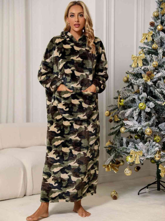 Camouflage Hooded Teddy Night Dress BLUE ZONE PLANET