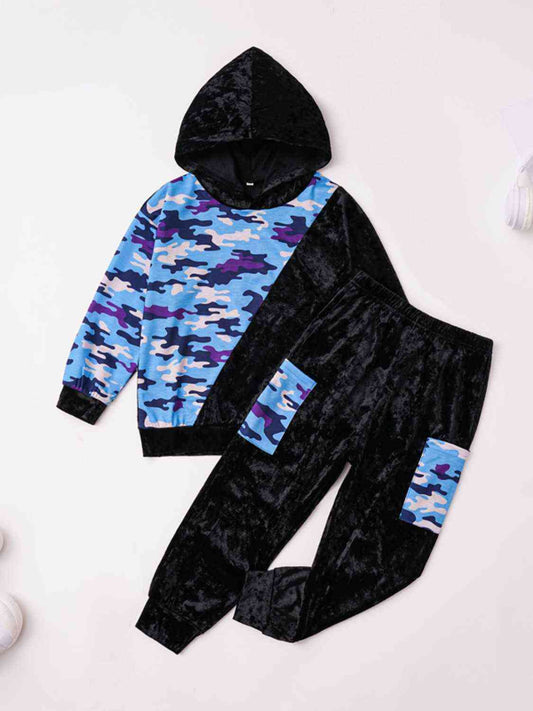 Camouflage Hoodie and Joggers Set-TOPS / DRESSES-[Adult]-[Female]-Pastel Blue-2T-2022 Online Blue Zone Planet
