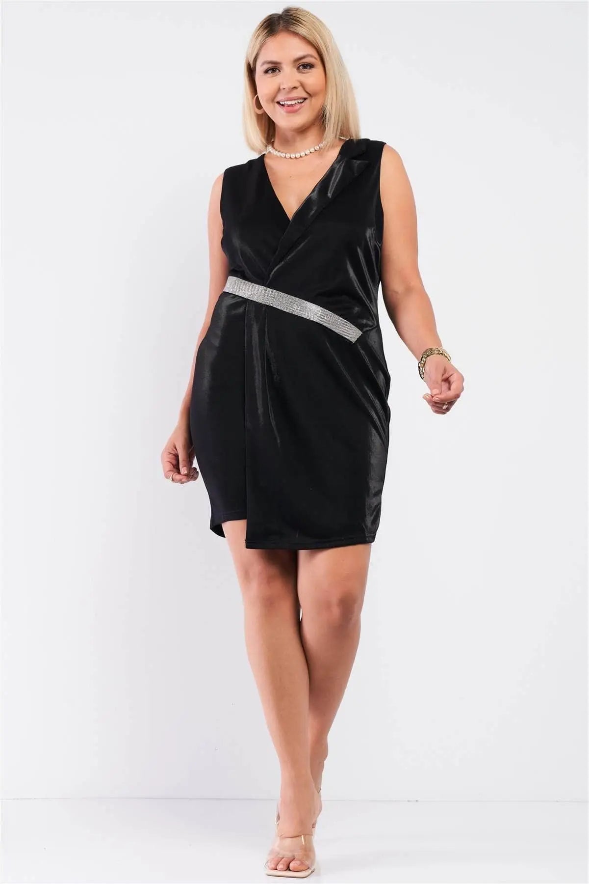 Casual Chic Plus Size Sleeveless Mini Blazer Dress Blue Zone Planet