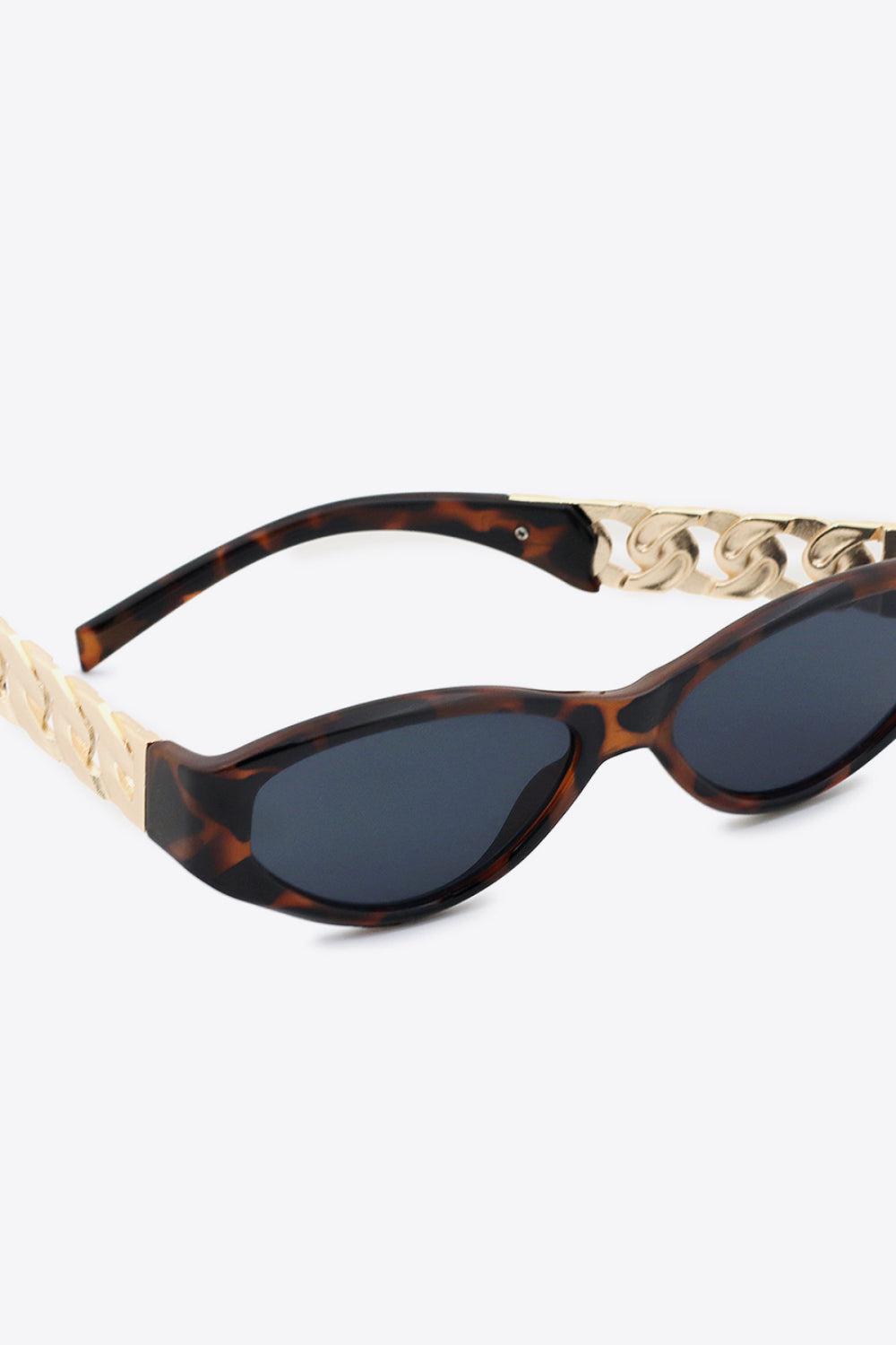 Chain Detail Temple Cat Eye Sunglasses BLUE ZONE PLANET