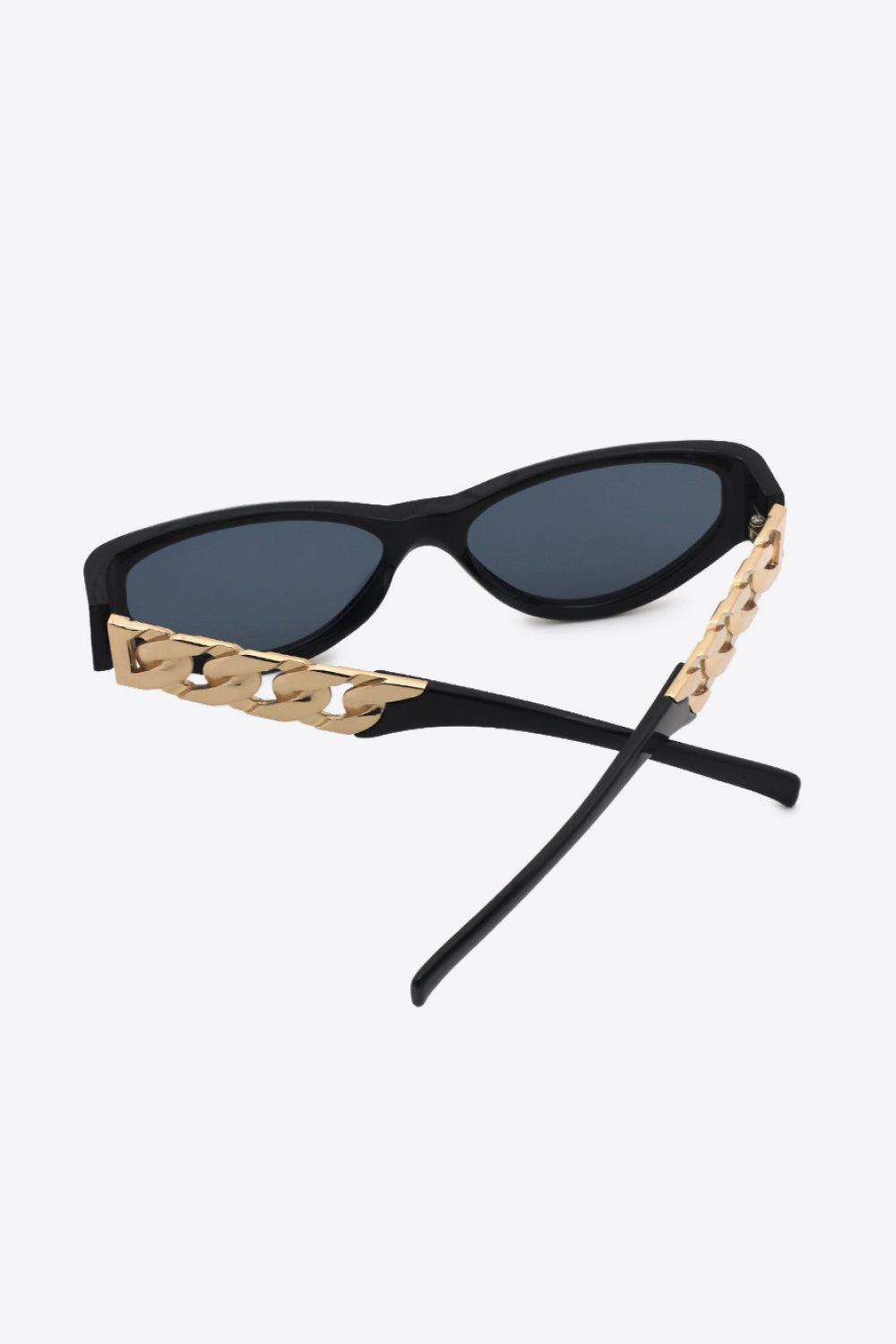 Chain Detail Temple Cat Eye Sunglasses BLUE ZONE PLANET