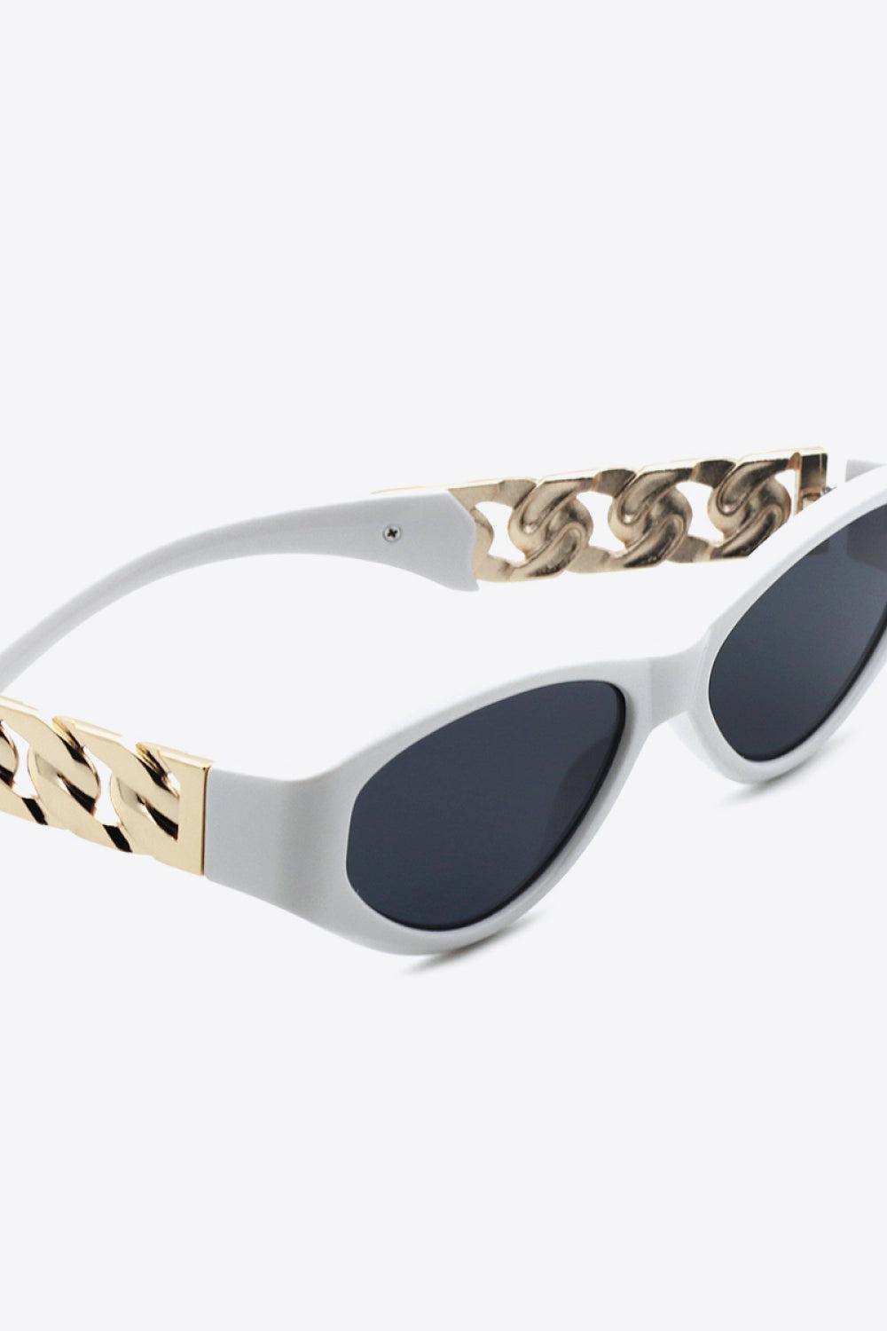 Chain Detail Temple Cat Eye Sunglasses BLUE ZONE PLANET