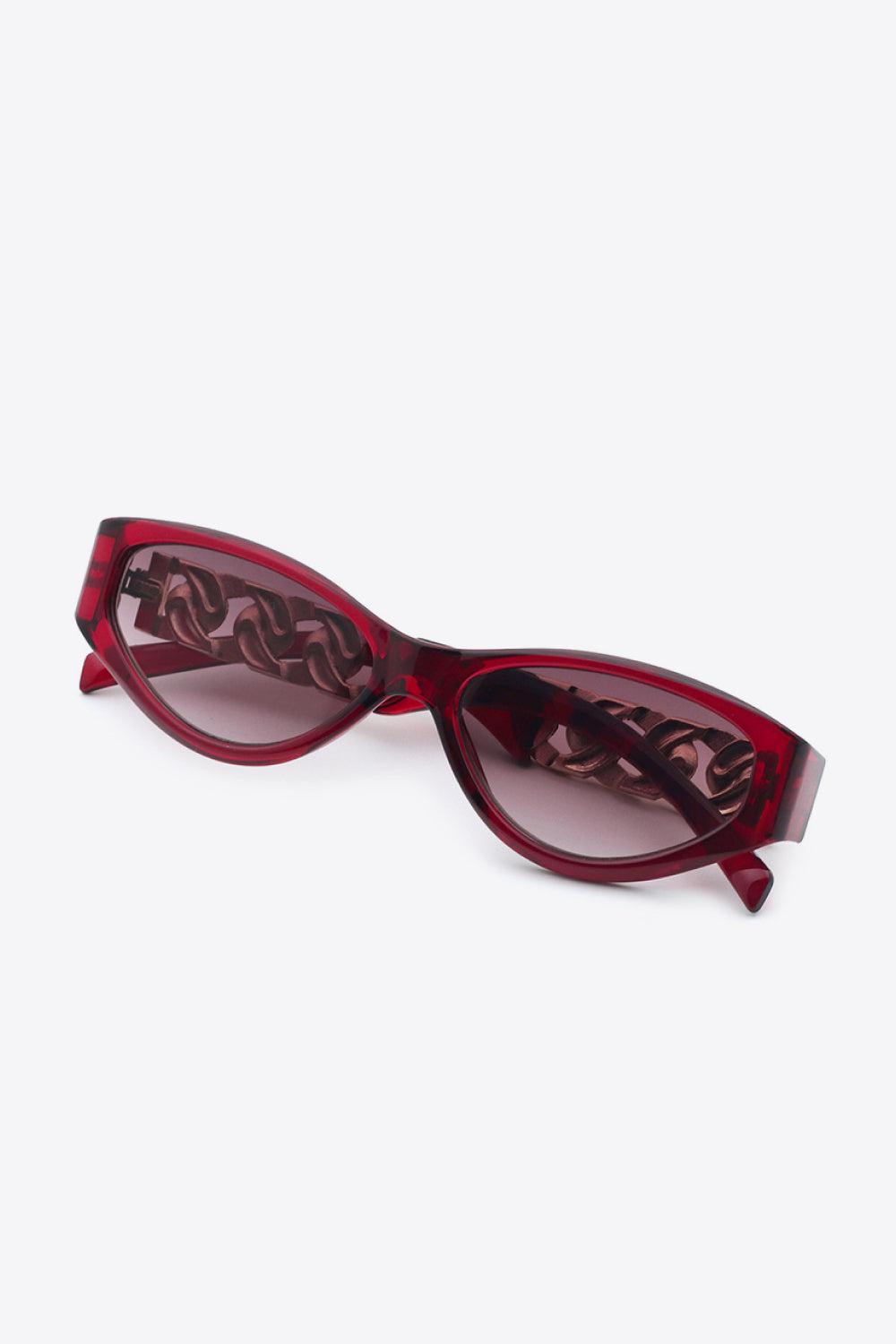 Chain Detail Temple Cat Eye Sunglasses BLUE ZONE PLANET
